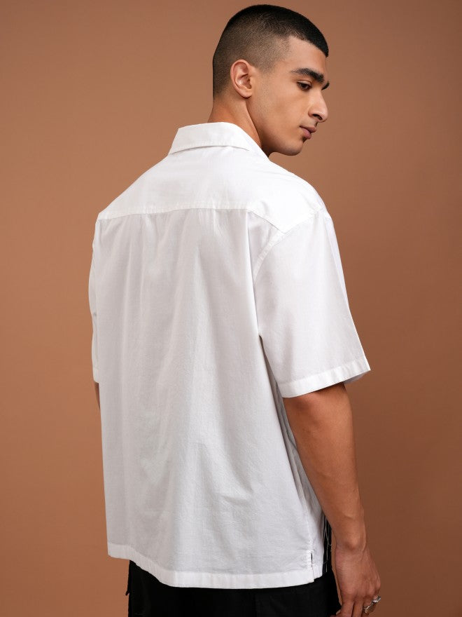 Highlander Men White Printed Oversized Fit Casual Shirt - White - Image 3