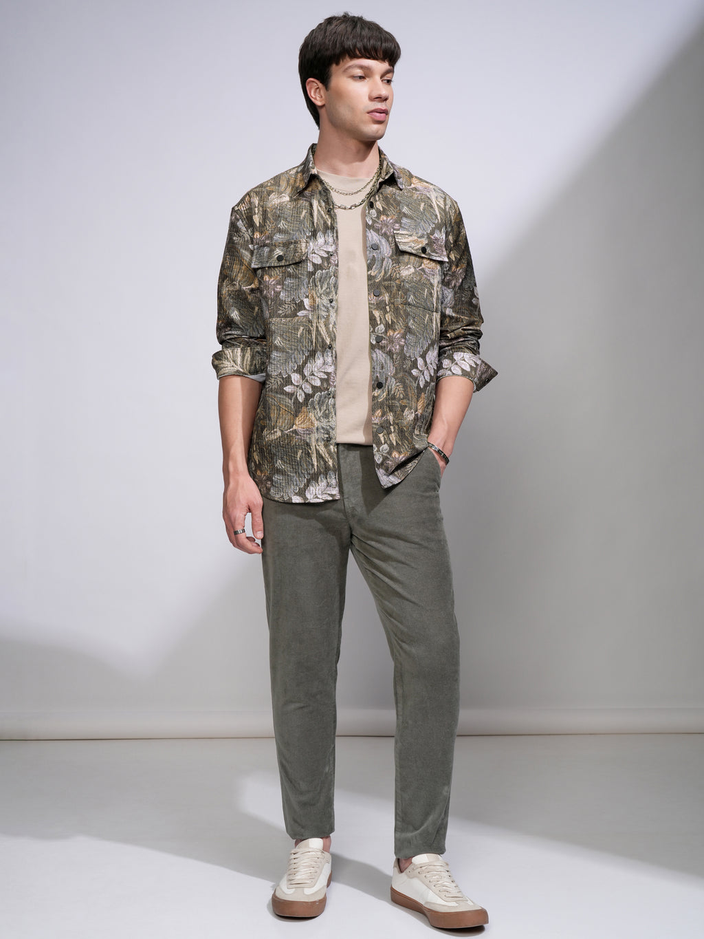 Highlander Men Olive Printed Relaxed Fit Casual Shirt - Olive - Image 2