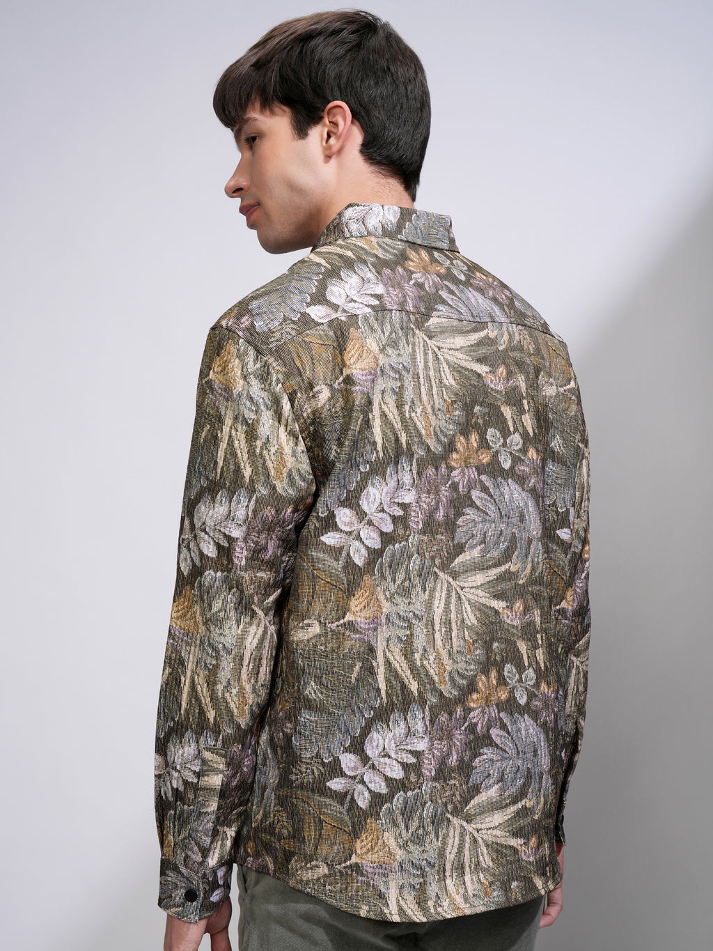 Highlander Men Olive Printed Relaxed Fit Casual Shirt - Olive - Image 3