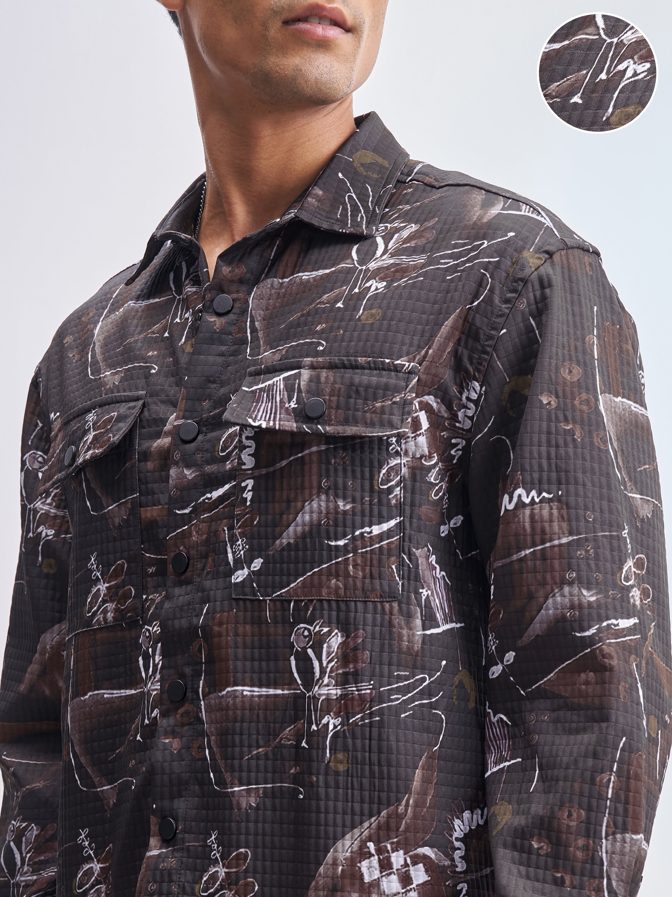 Highlander Men Black Printed Relaxed Fit Casual Shirt - Black - Image 5