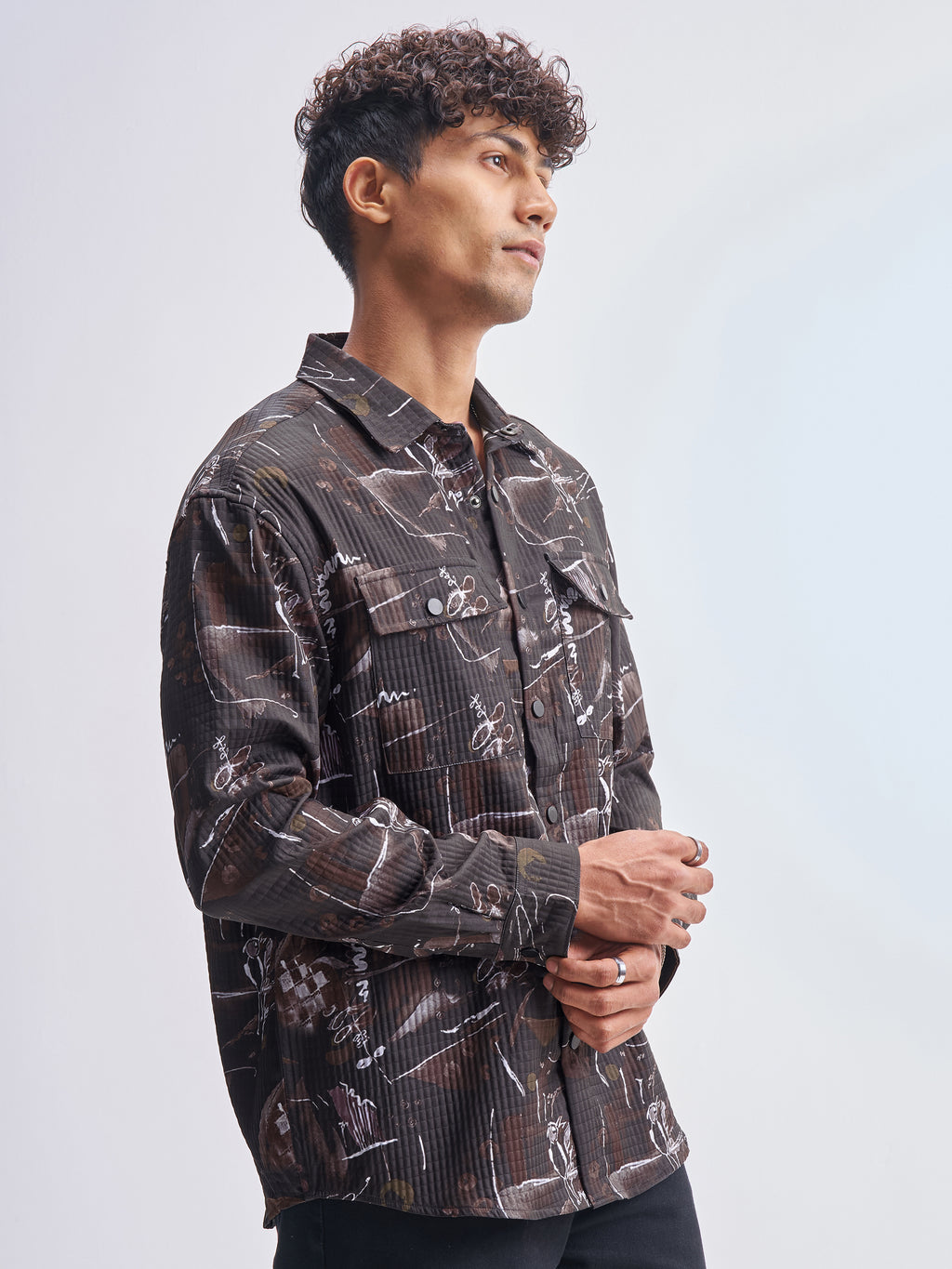 Highlander Men Black Printed Relaxed Fit Casual Shirt - Black - Image 6