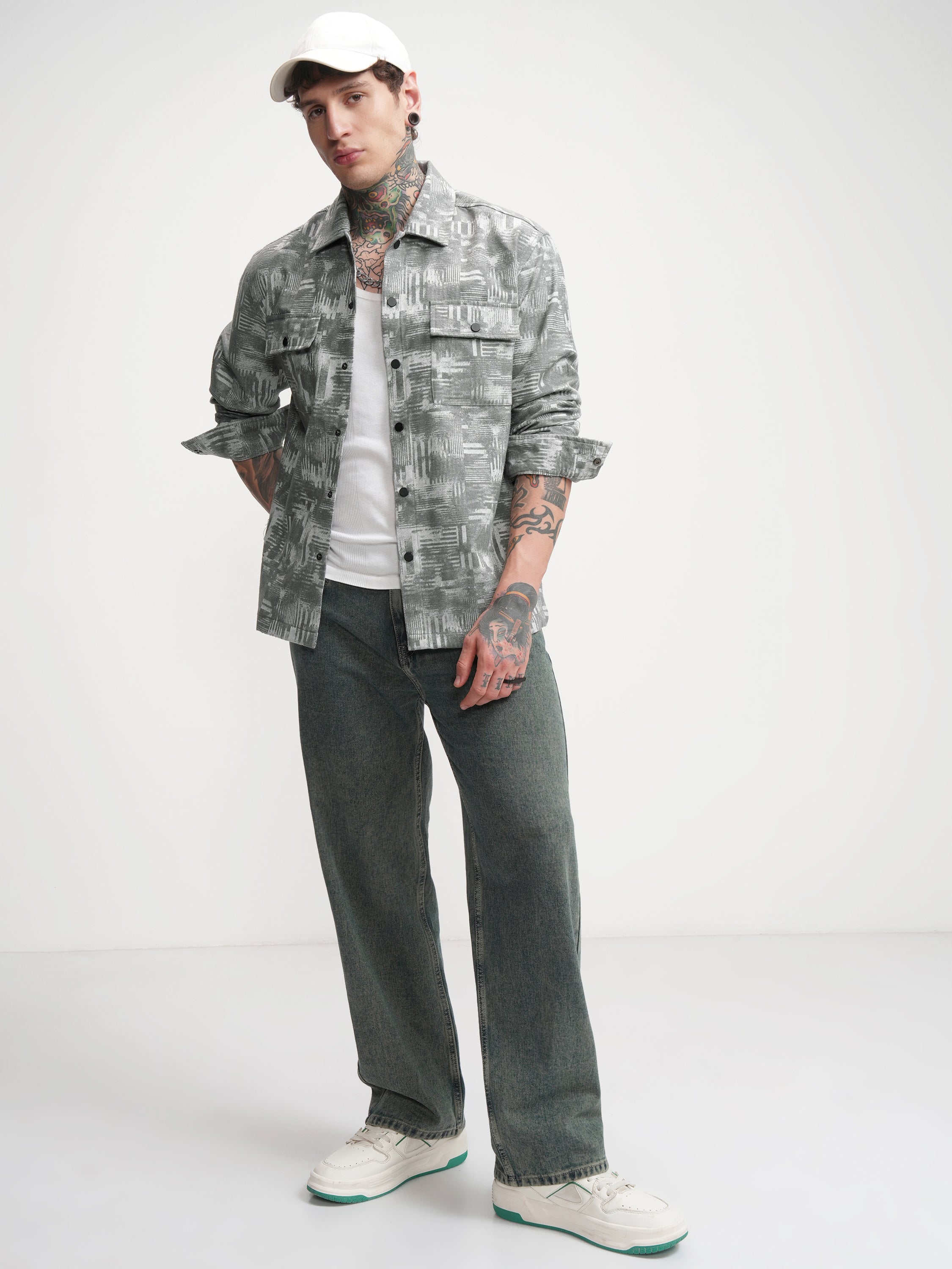Highlander Men Blue Printed Oversized Fit Casual Shirt - Blue - Image 2