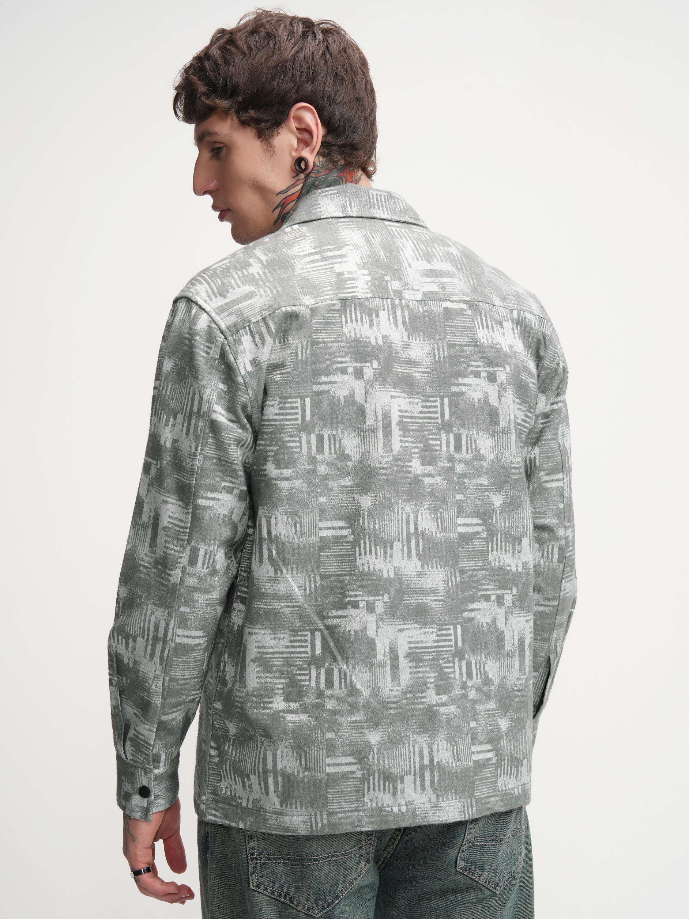 Highlander Men Blue Printed Oversized Fit Casual Shirt - Blue - Image 3