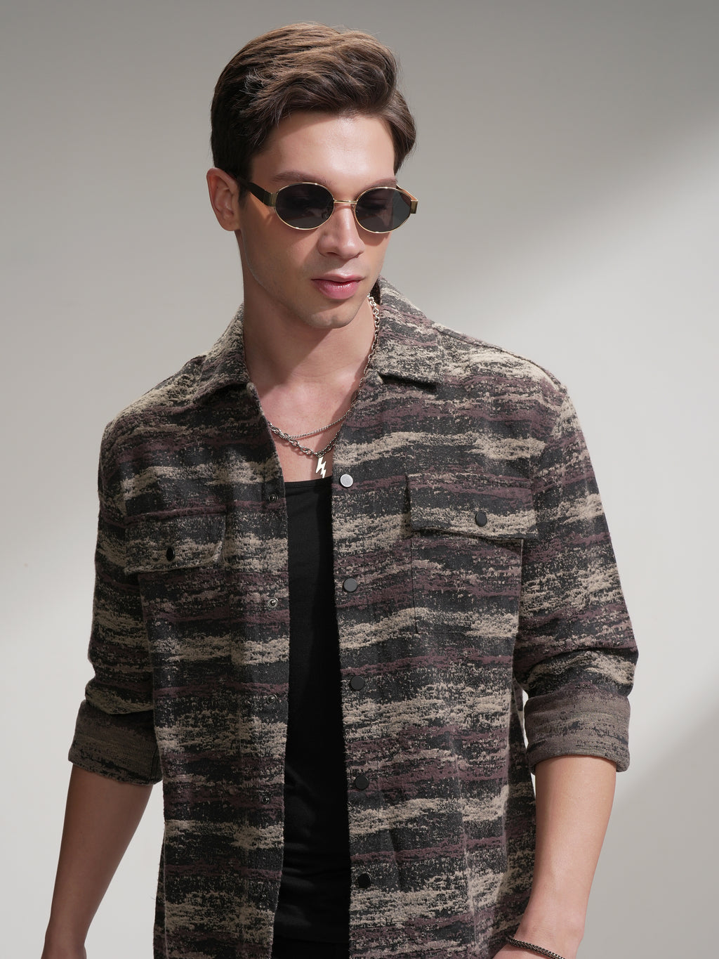 Highlander Men Black Printed Relaxed Fit Casual Shirt - Black - Image 1
