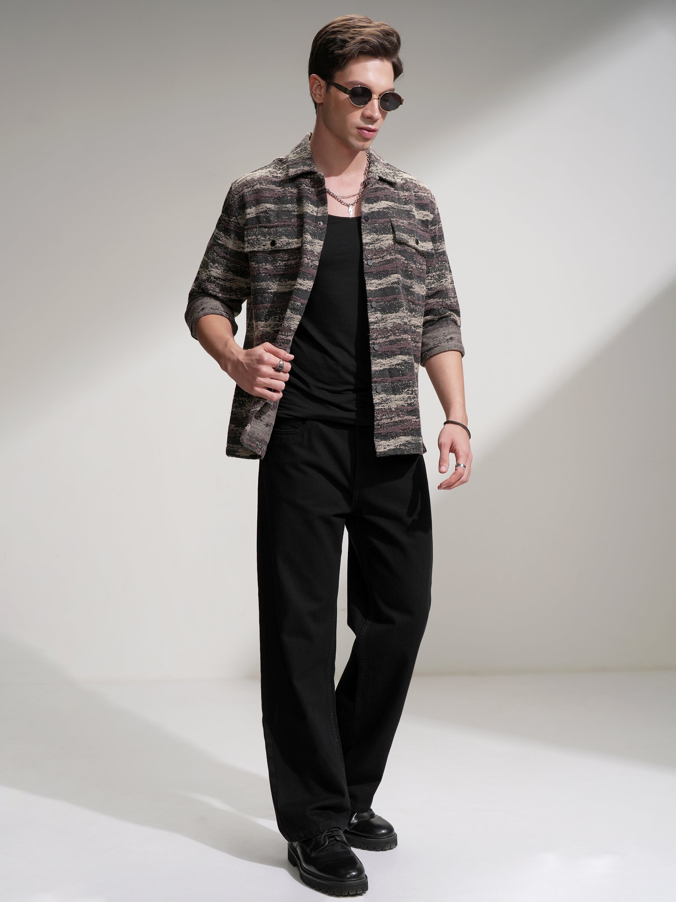 Highlander Men Black Printed Relaxed Fit Casual Shirt - Black - Image 2