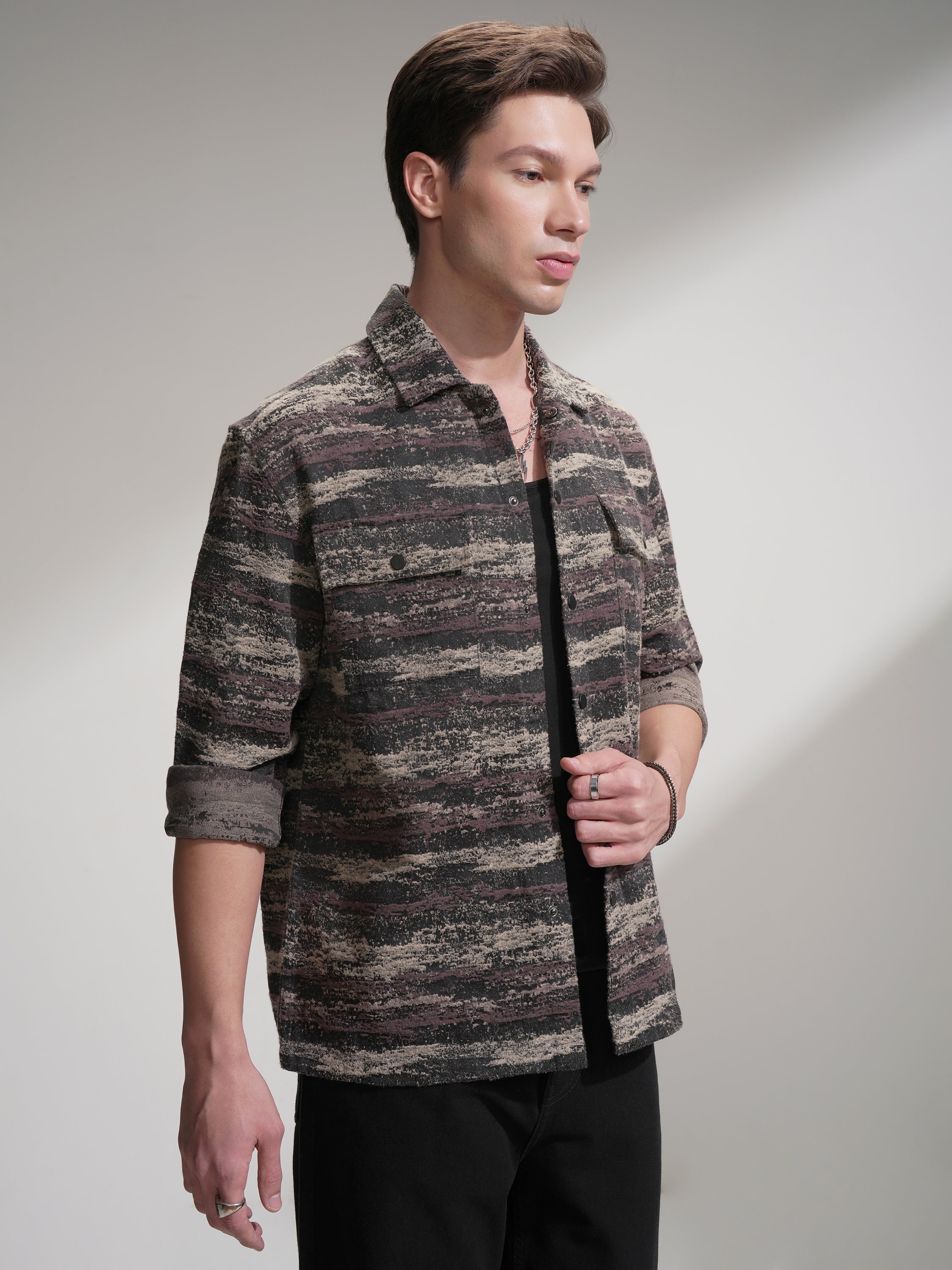 Highlander Men Black Printed Relaxed Fit Casual Shirt - Black - Image 6