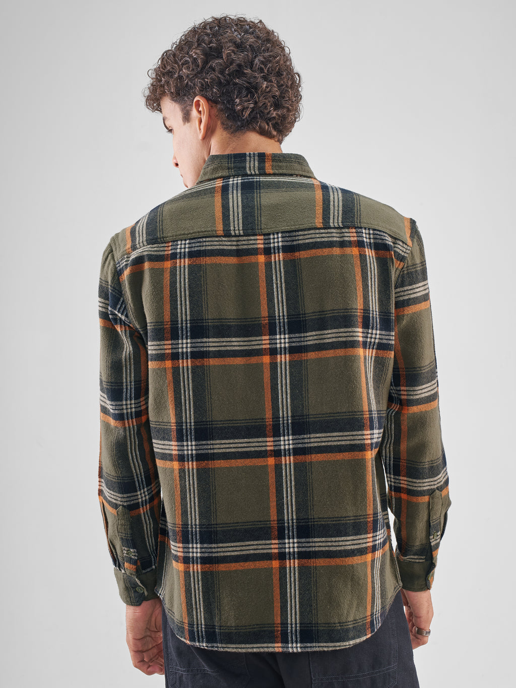 Highlander Men Olive Checked Relaxed Fit Casual Shirt - Olive - Image 3