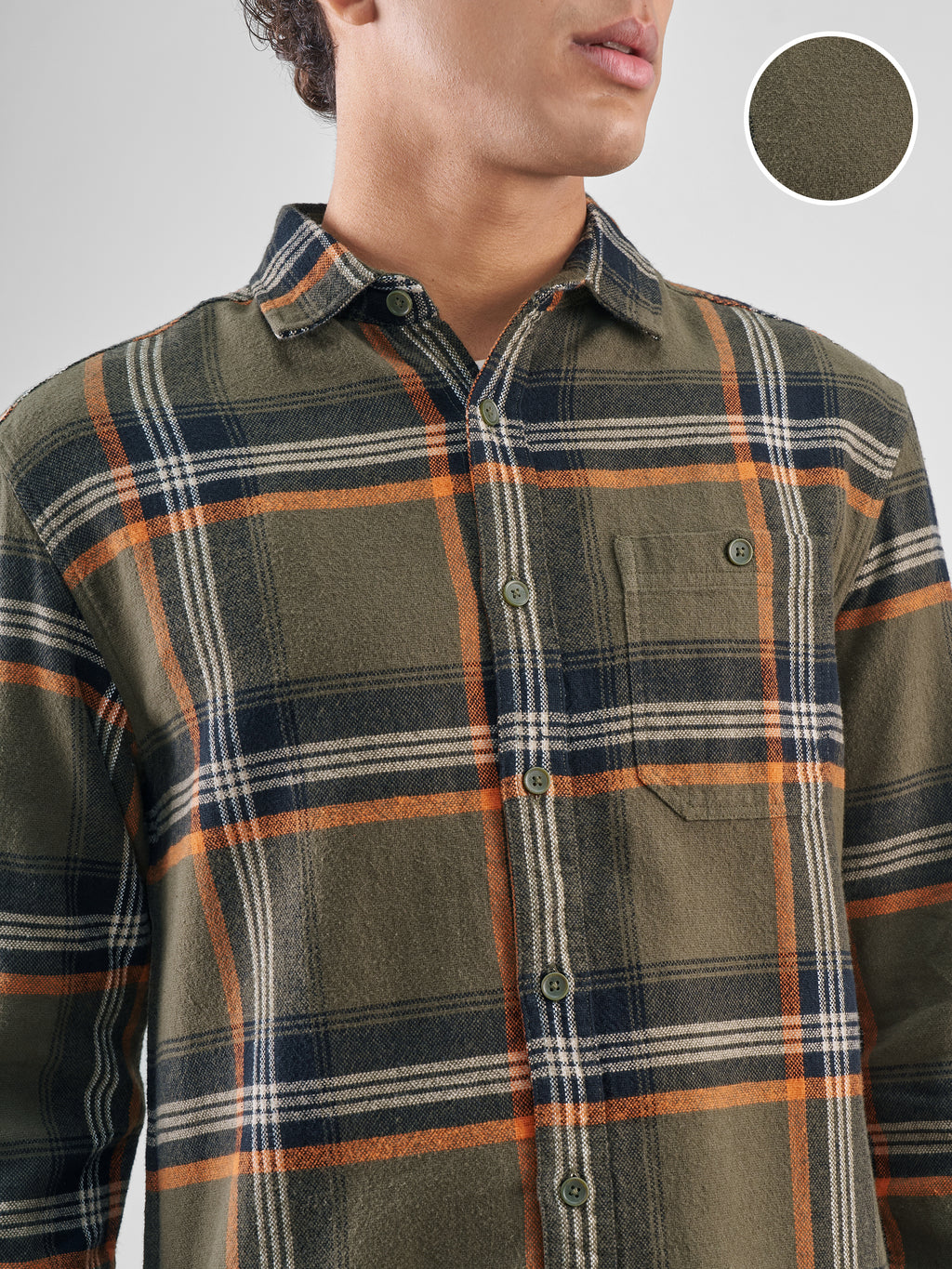 Highlander Men Olive Checked Relaxed Fit Casual Shirt - Olive - Image 5