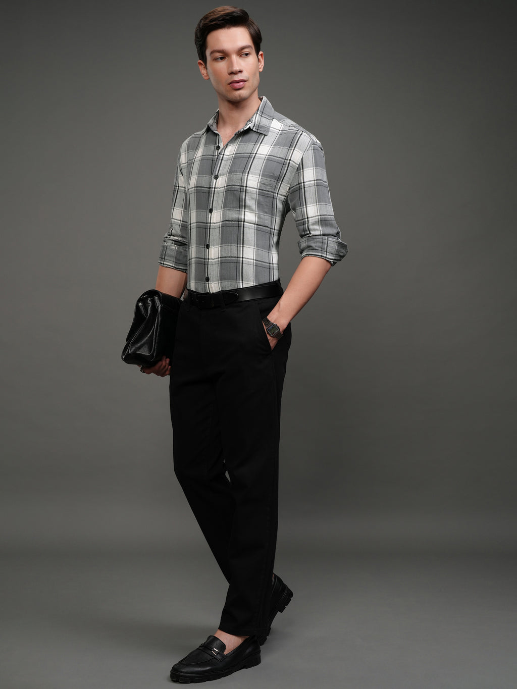 Highlander Men Off White Checked Slim Fit Casual Shirt - Off White - Image 2