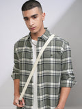 Highlander Men Green Checked Oversized Fit Casual Shirt - Green - Image 1