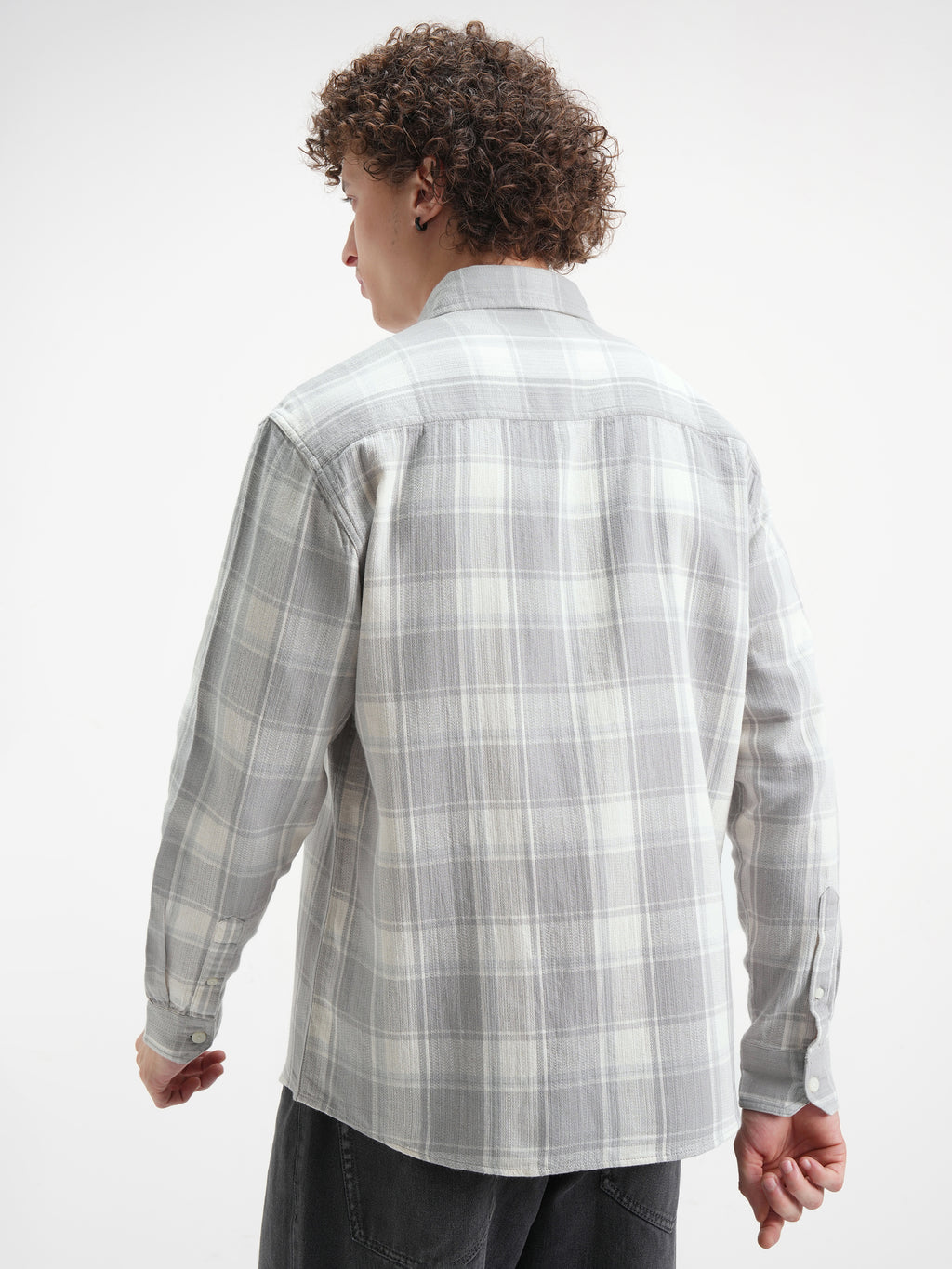 Highlander Men Off White Checked Relaxed Fit Casual Shirt - Off White - Image 3