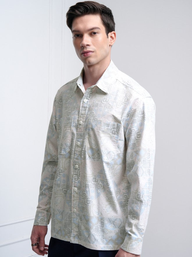 Highlander Men Pink Printed Oversized Fit Casual Shirt - Pink - Image 4