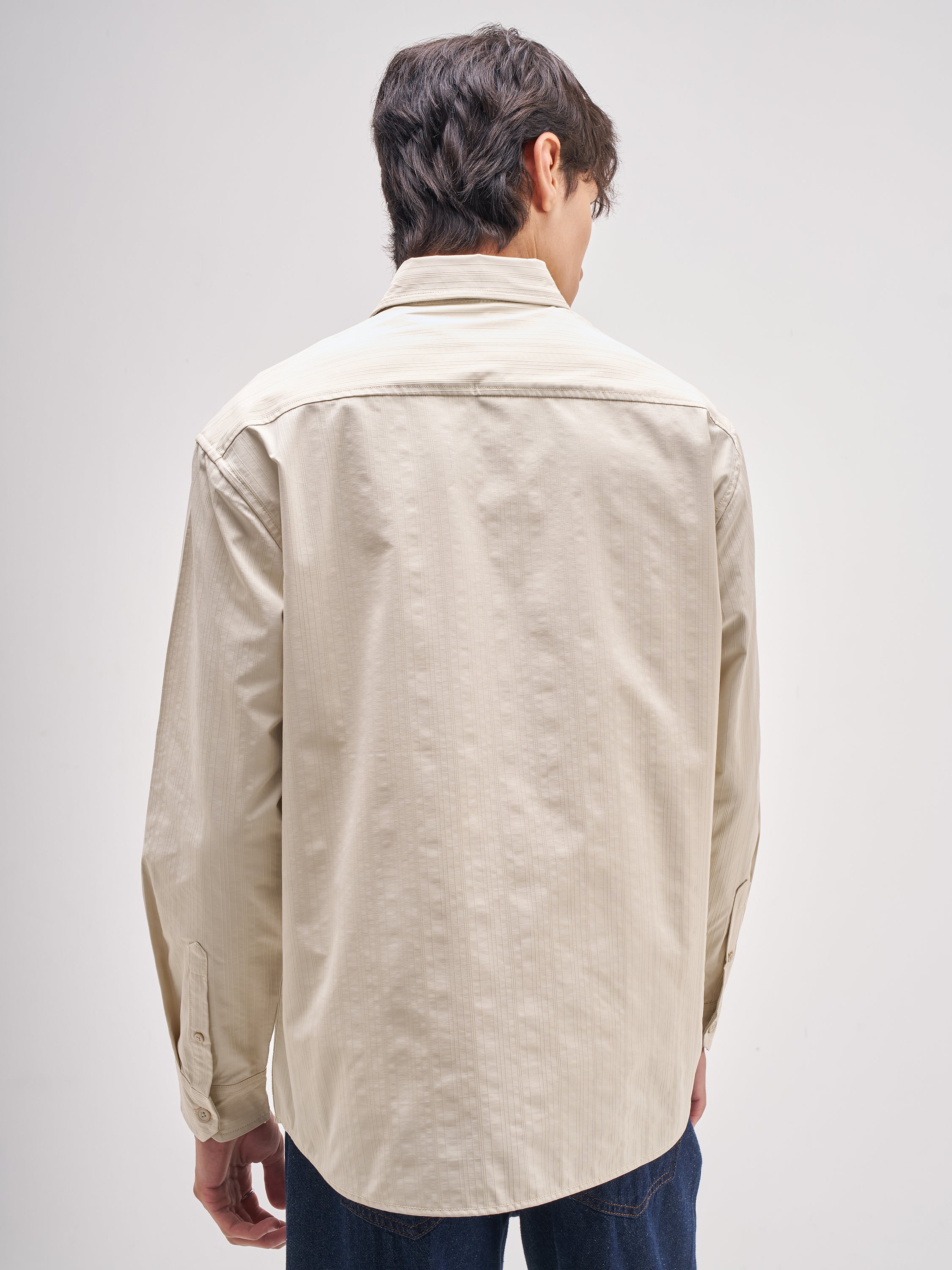 Highlander Men Cream Striped Relaxed Fit Casual Shirt - Cream - Image 3