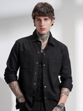 Highlander Men Black Solid Oversized Fit Casual Shirt - Black - Image 1