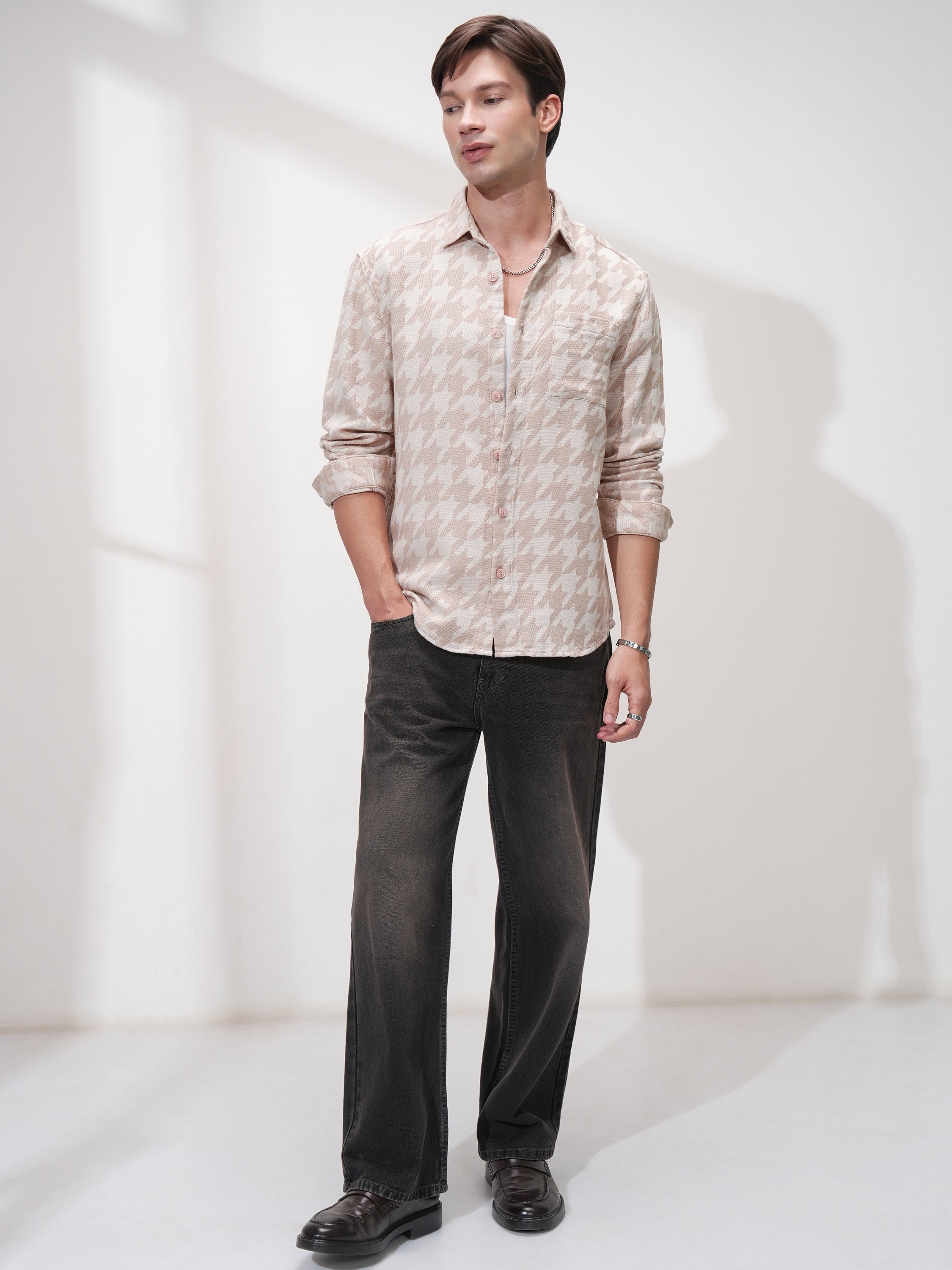 Highlander Men Peach Printed Oversized Fit Casual Shirt - Peach - Image 2