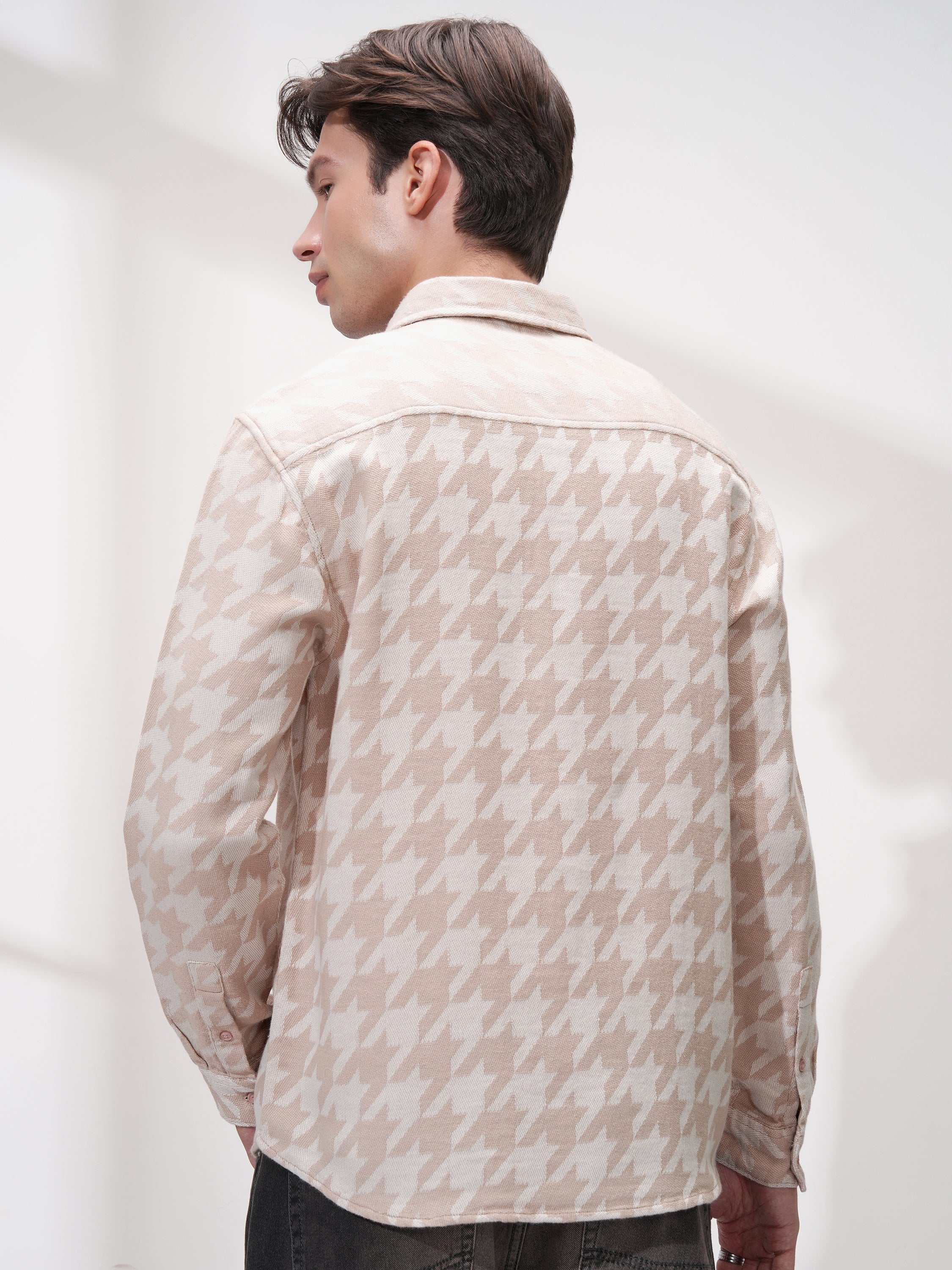 Highlander Men Peach Printed Oversized Fit Casual Shirt - Peach - Image 3