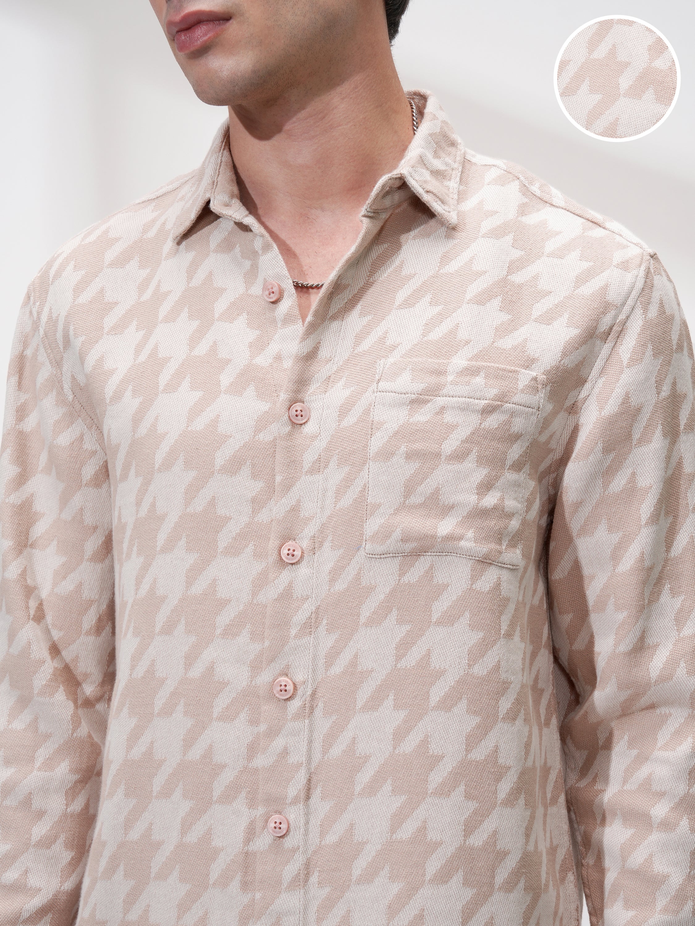 Highlander Men Peach Printed Oversized Fit Casual Shirt - Peach - Image 5