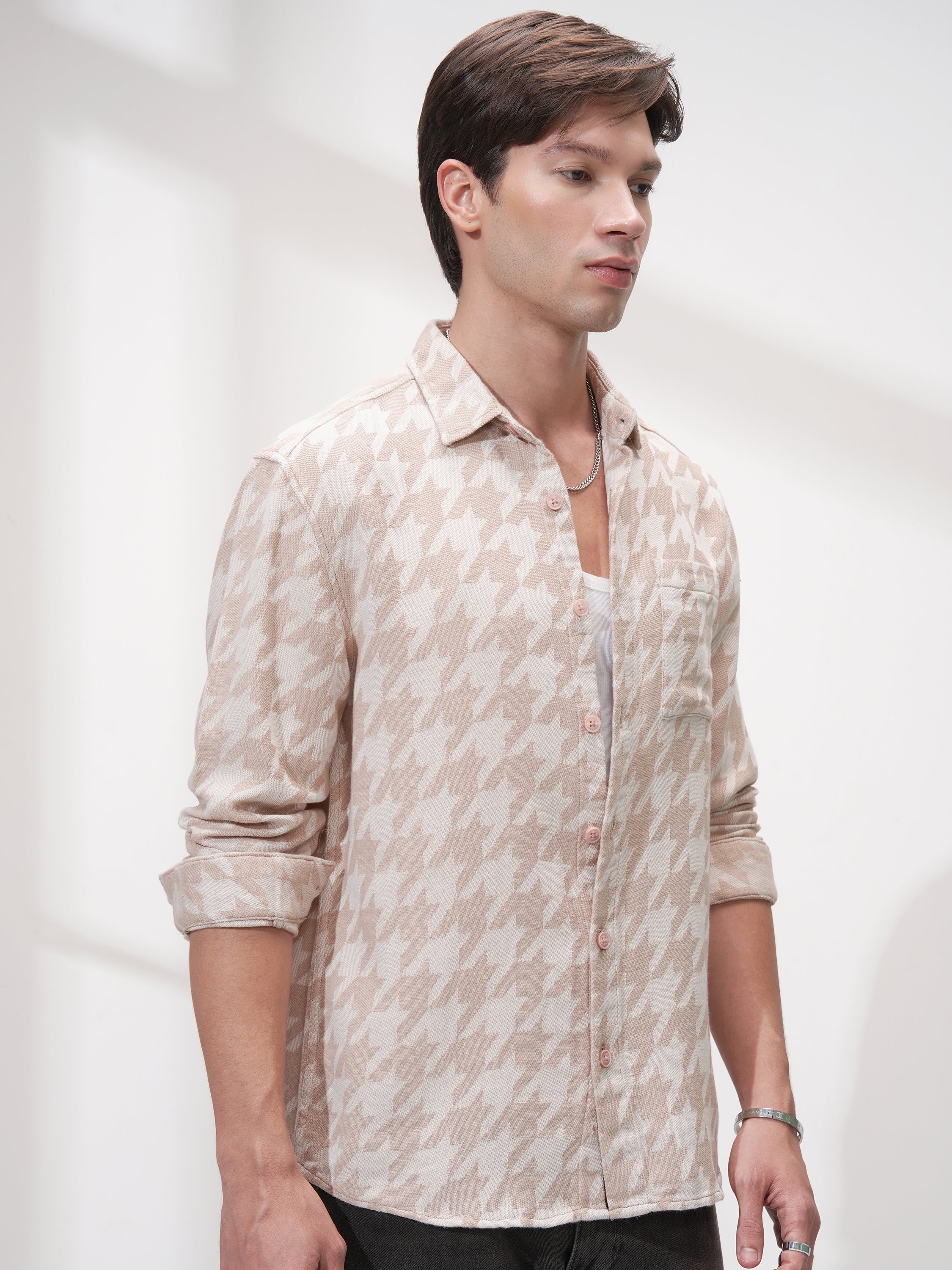 Highlander Men Peach Printed Oversized Fit Casual Shirt - Peach - Image 6