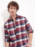 Highlander Men Maroon Checked Relaxed Fit Casual Shirt - Maroon - Image 1