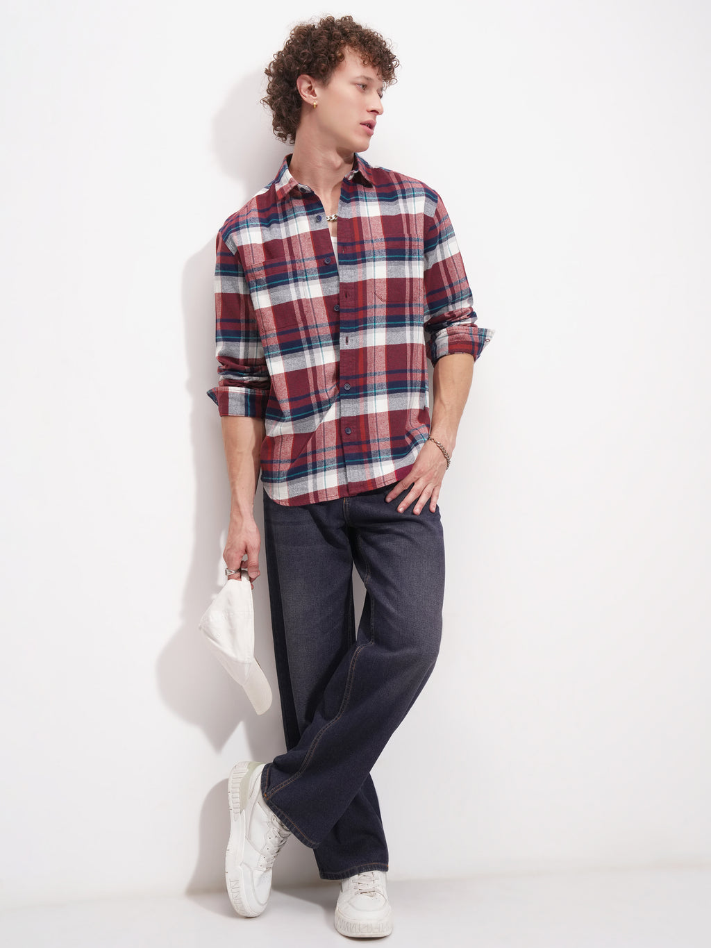 Highlander Men Maroon Checked Relaxed Fit Casual Shirt - Maroon - Image 2