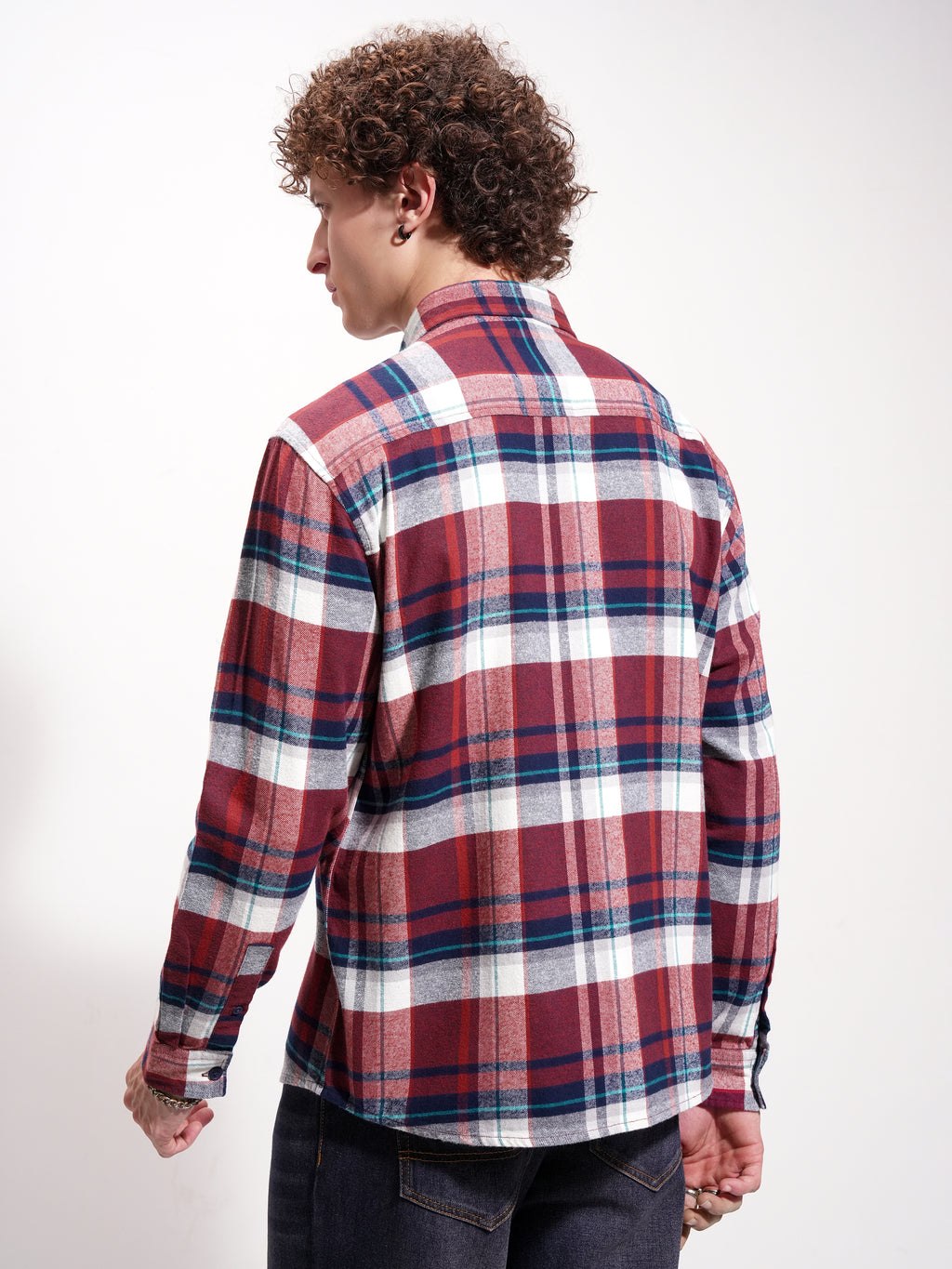 Highlander Men Maroon Checked Relaxed Fit Casual Shirt - Maroon - Image 3