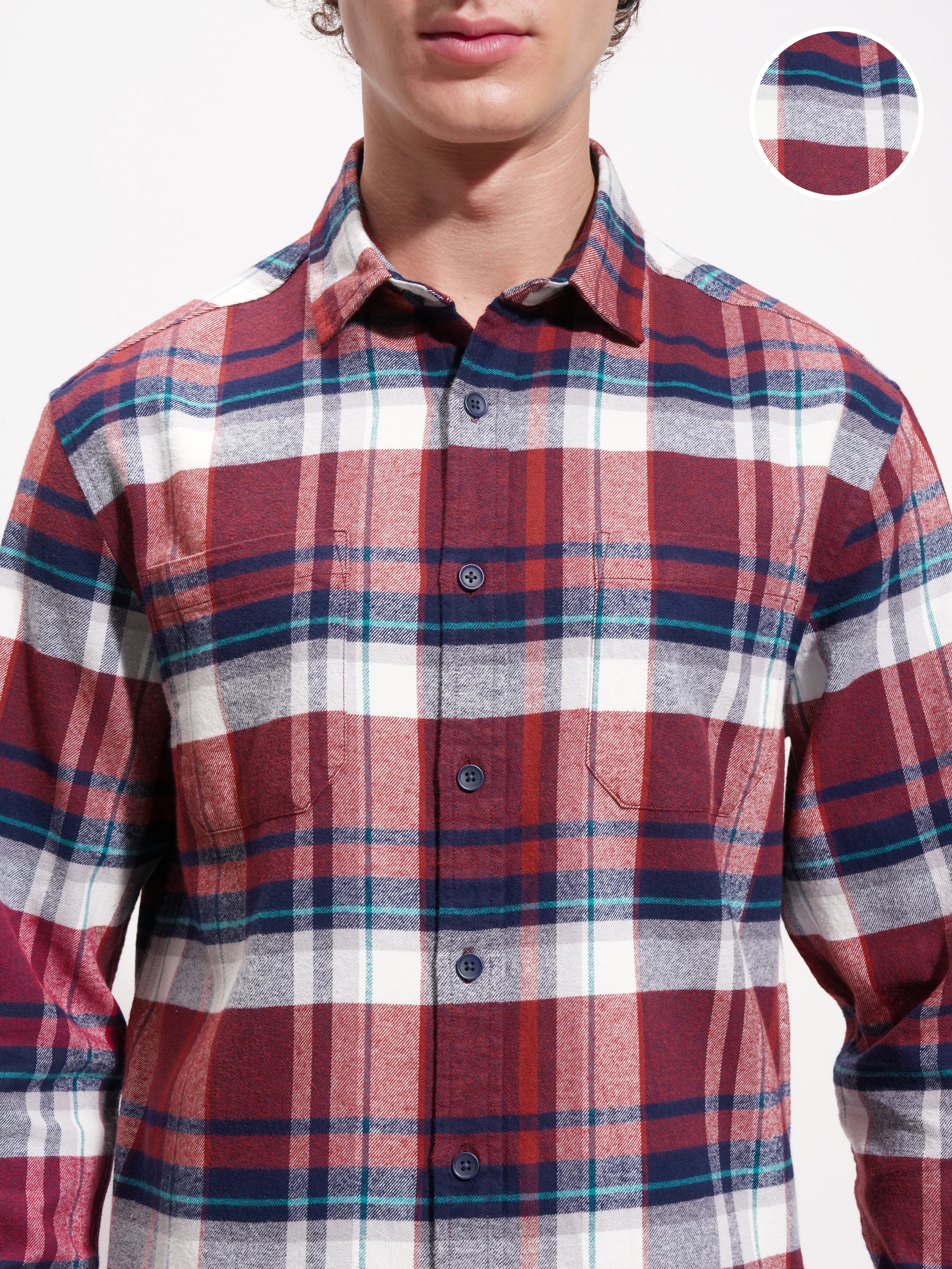 Highlander Men Maroon Checked Relaxed Fit Casual Shirt - Maroon - Image 5