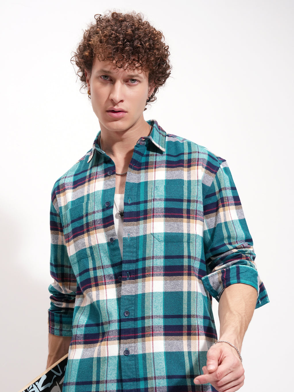 Highlander Men Blue Checked Relaxed Fit Casual Shirt - Blue - Image 1