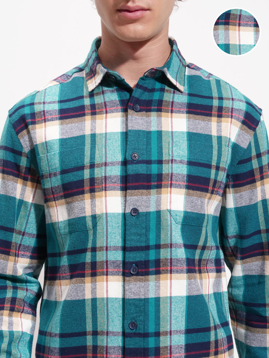 Highlander Men Blue Checked Relaxed Fit Casual Shirt - Blue - Image 5