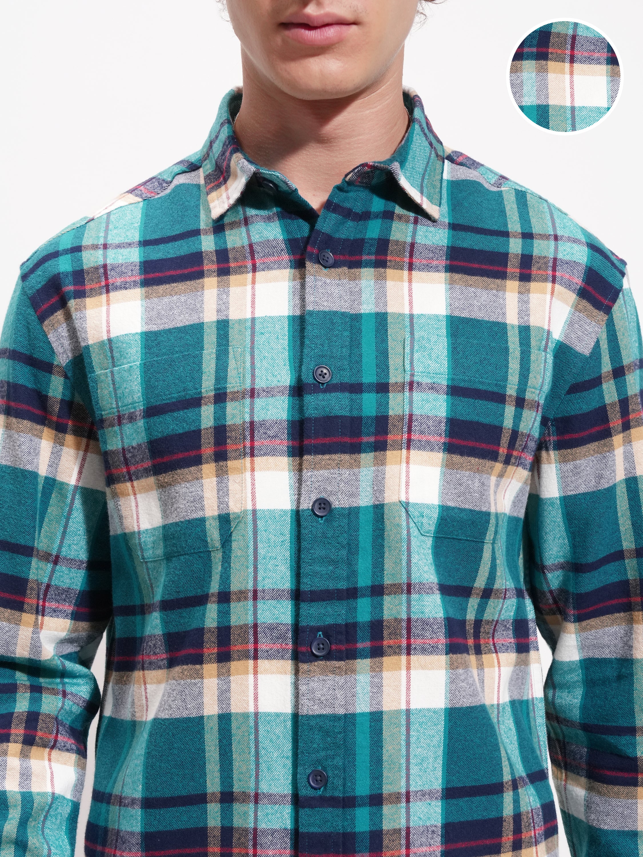 Highlander Men Blue Checked Relaxed Fit Casual Shirt - Blue - Image 5