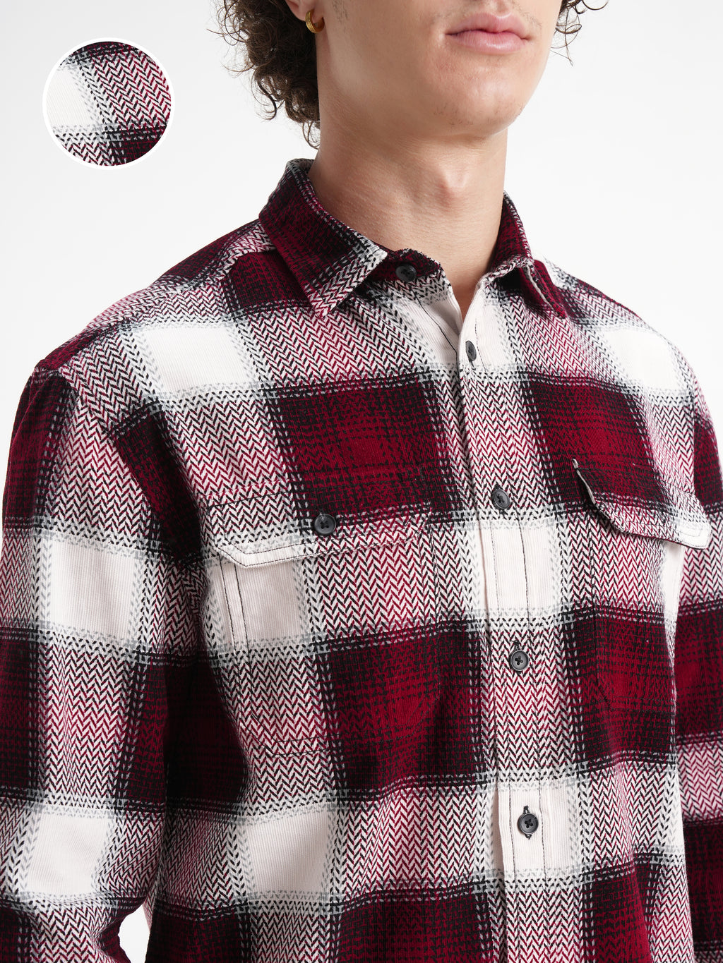 Highlander Men Cream Checked Relaxed Fit Casual Shirt - Cream - Image 5