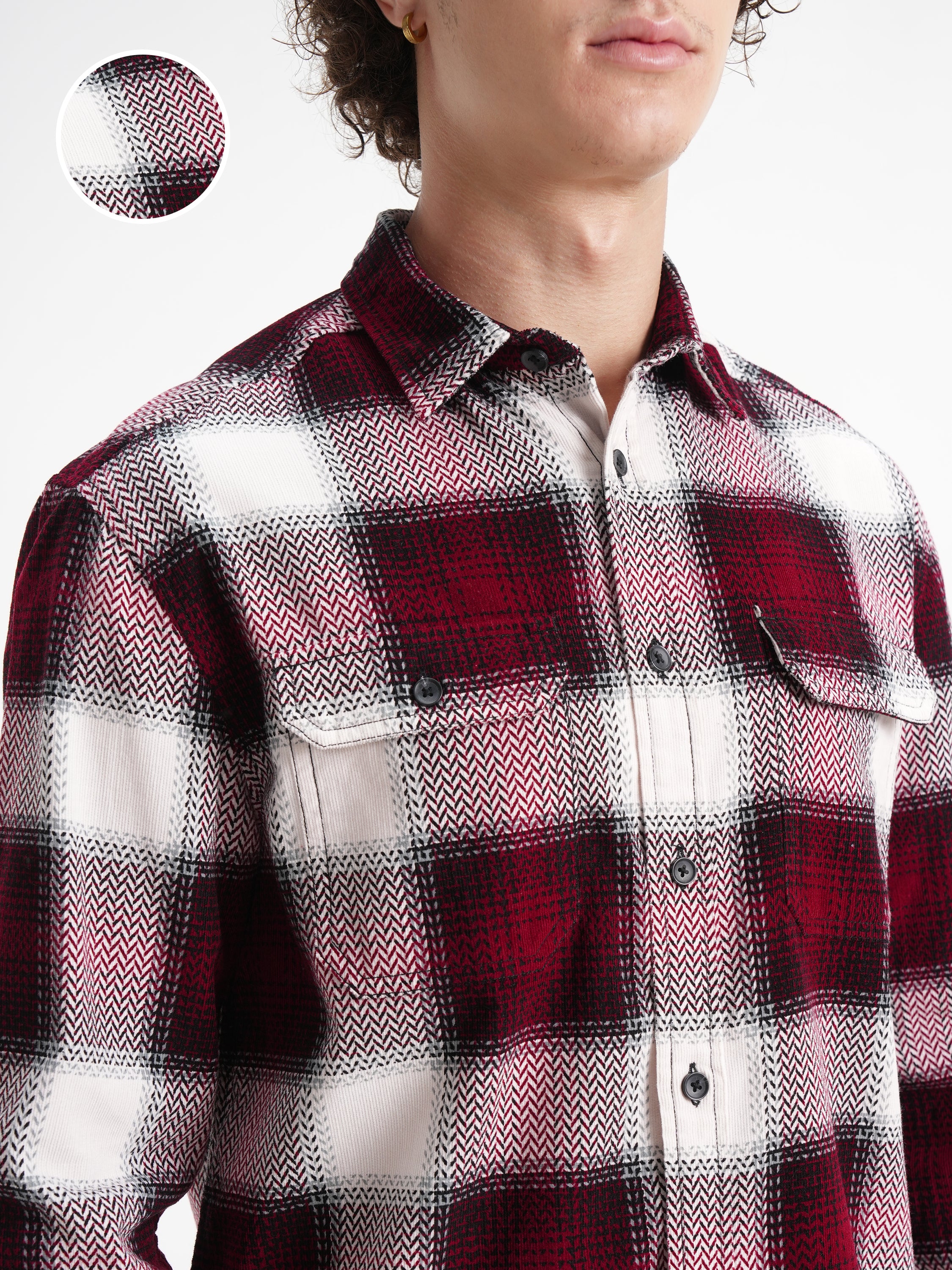 Highlander Men Cream Checked Relaxed Fit Casual Shirt - Cream - Image 5