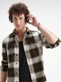 Highlander Men Cream Checked Relaxed Fit Casual Shirt - Cream - Image 1