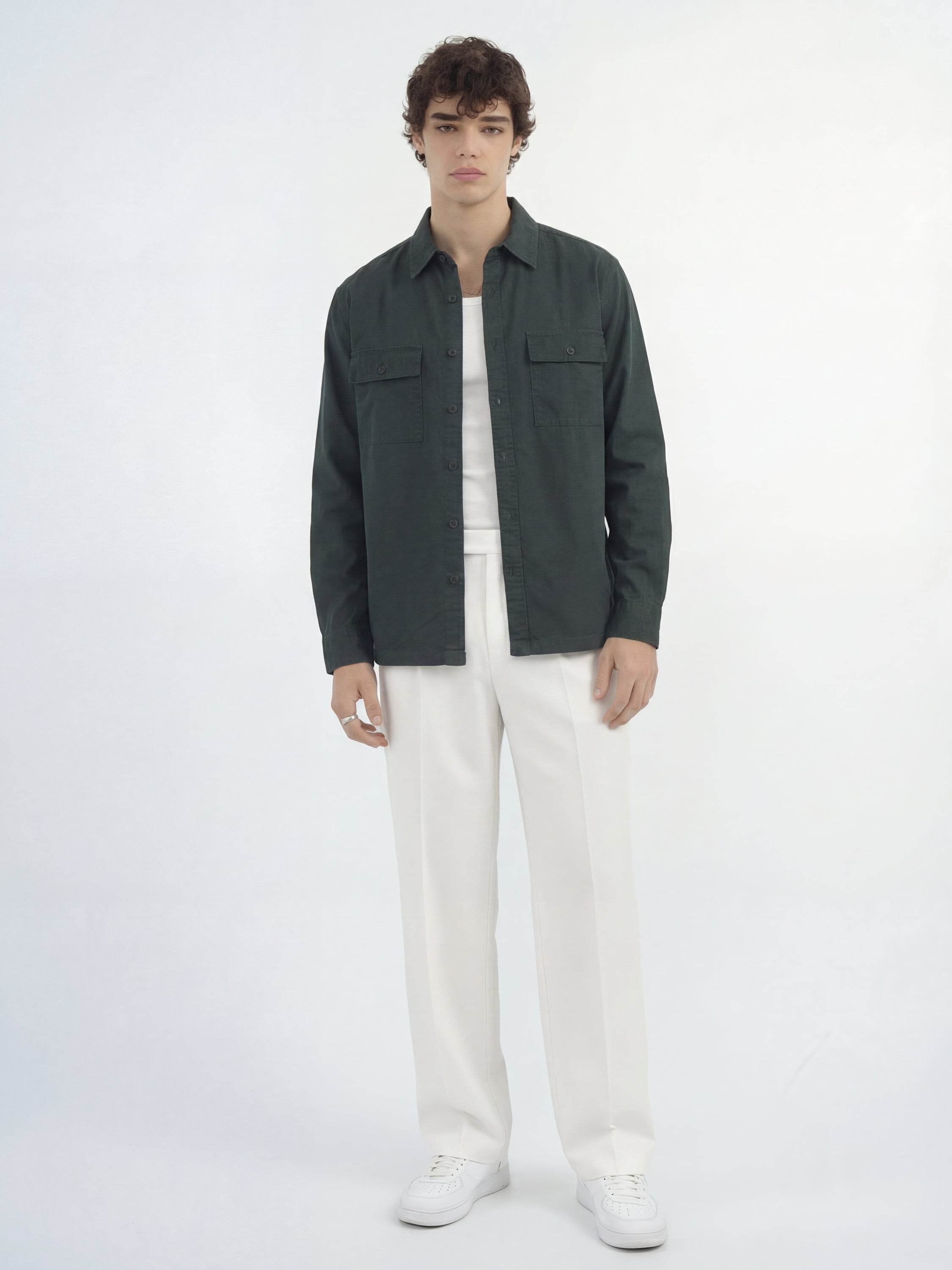 Highlander Men Green Solid Relaxed Fit Casual Shirt - Green - Image 2