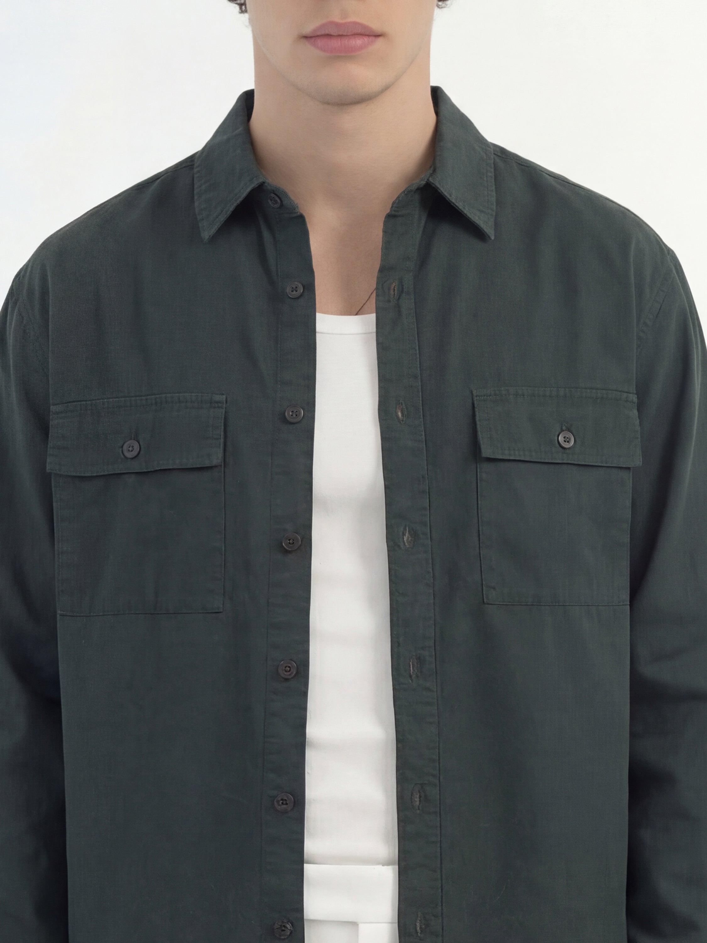 Highlander Men Green Solid Relaxed Fit Casual Shirt - Green - Image 5