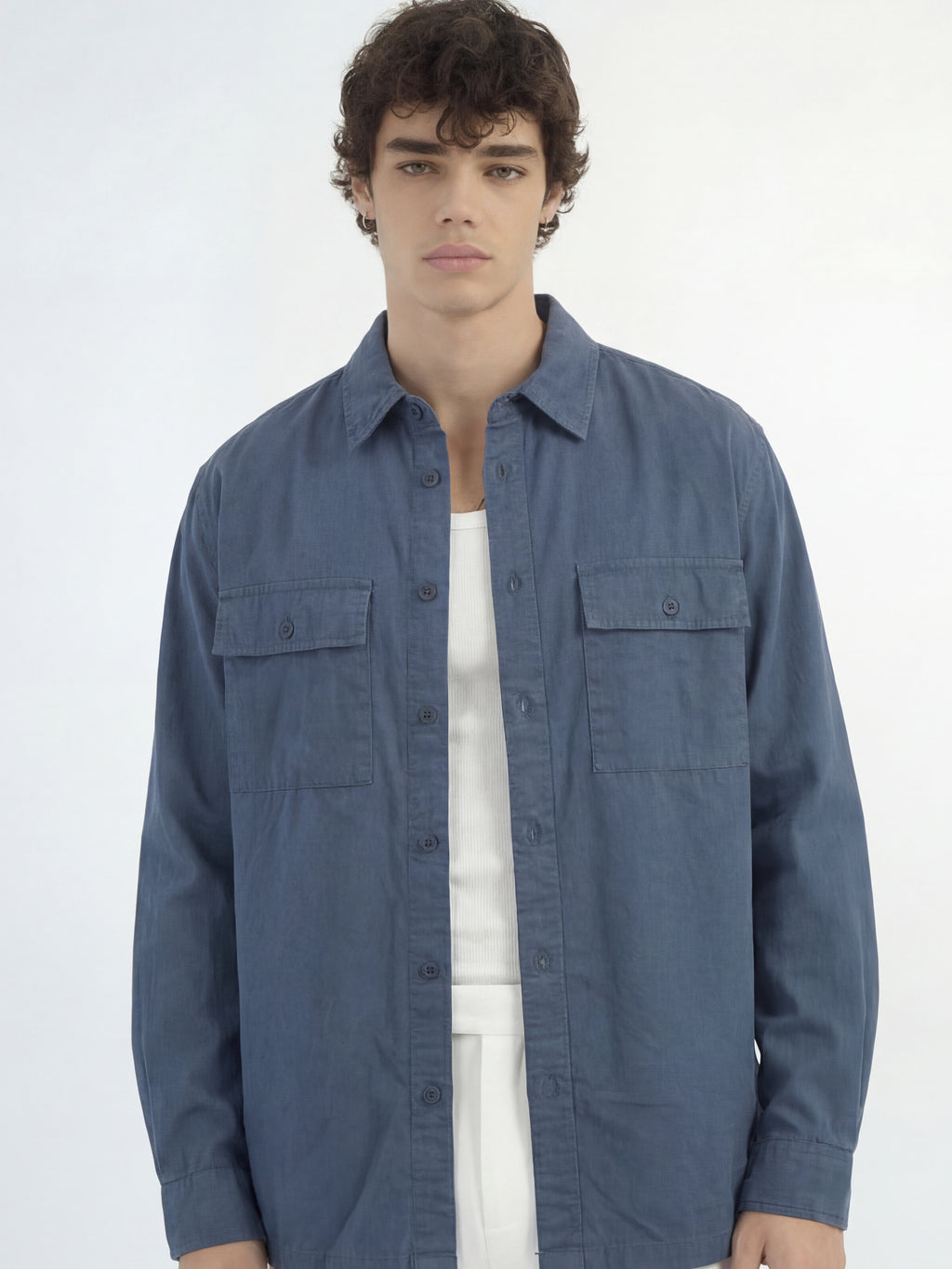Highlander Men Blue Solid Relaxed Fit Casual Shirt - Blue - Image 1