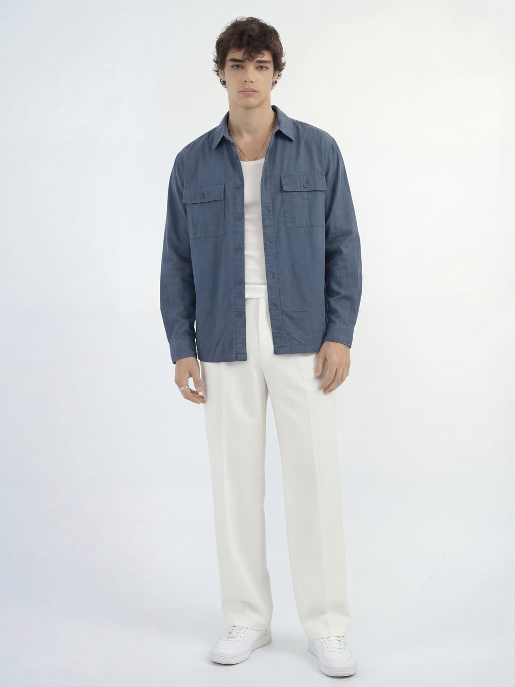Highlander Men Blue Solid Relaxed Fit Casual Shirt - Blue - Image 2