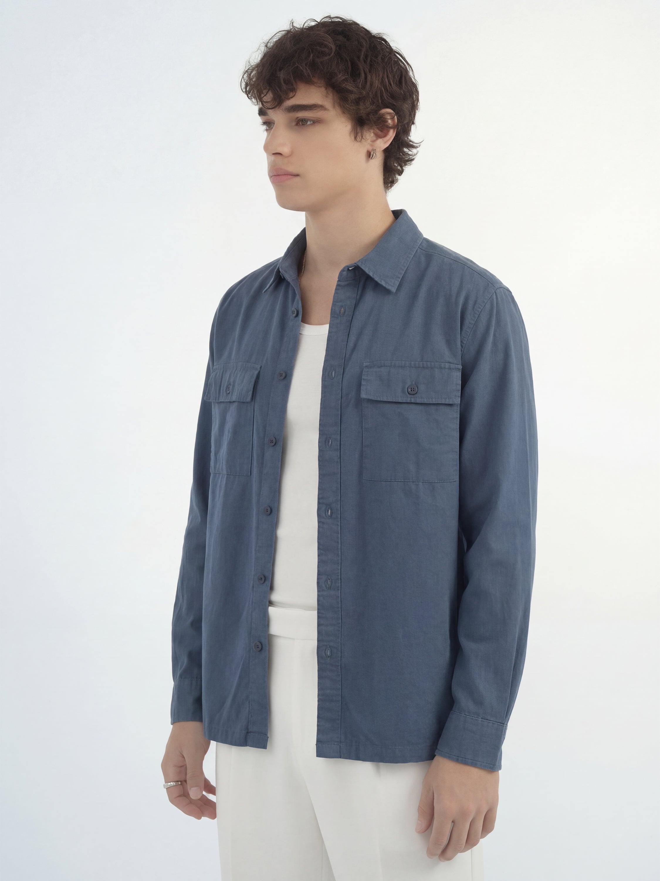 Highlander Men Blue Solid Relaxed Fit Casual Shirt - Blue - Image 4
