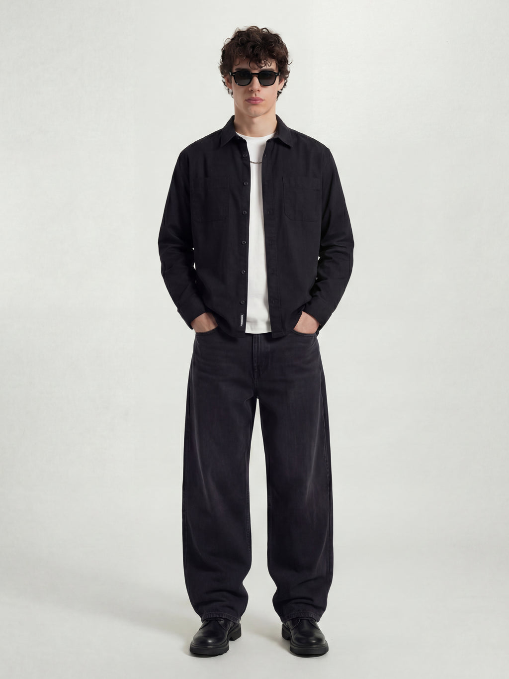 Highlander Men Black Solid Oversized Fit Casual Shirt - Black - Image 2