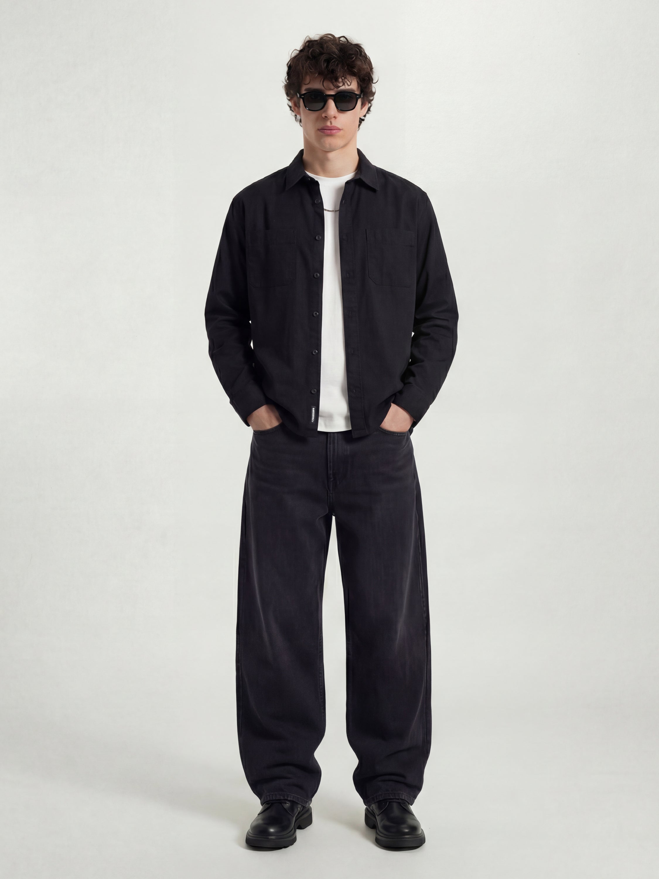 Highlander Men Black Solid Oversized Fit Casual Shirt - Black - Image 2