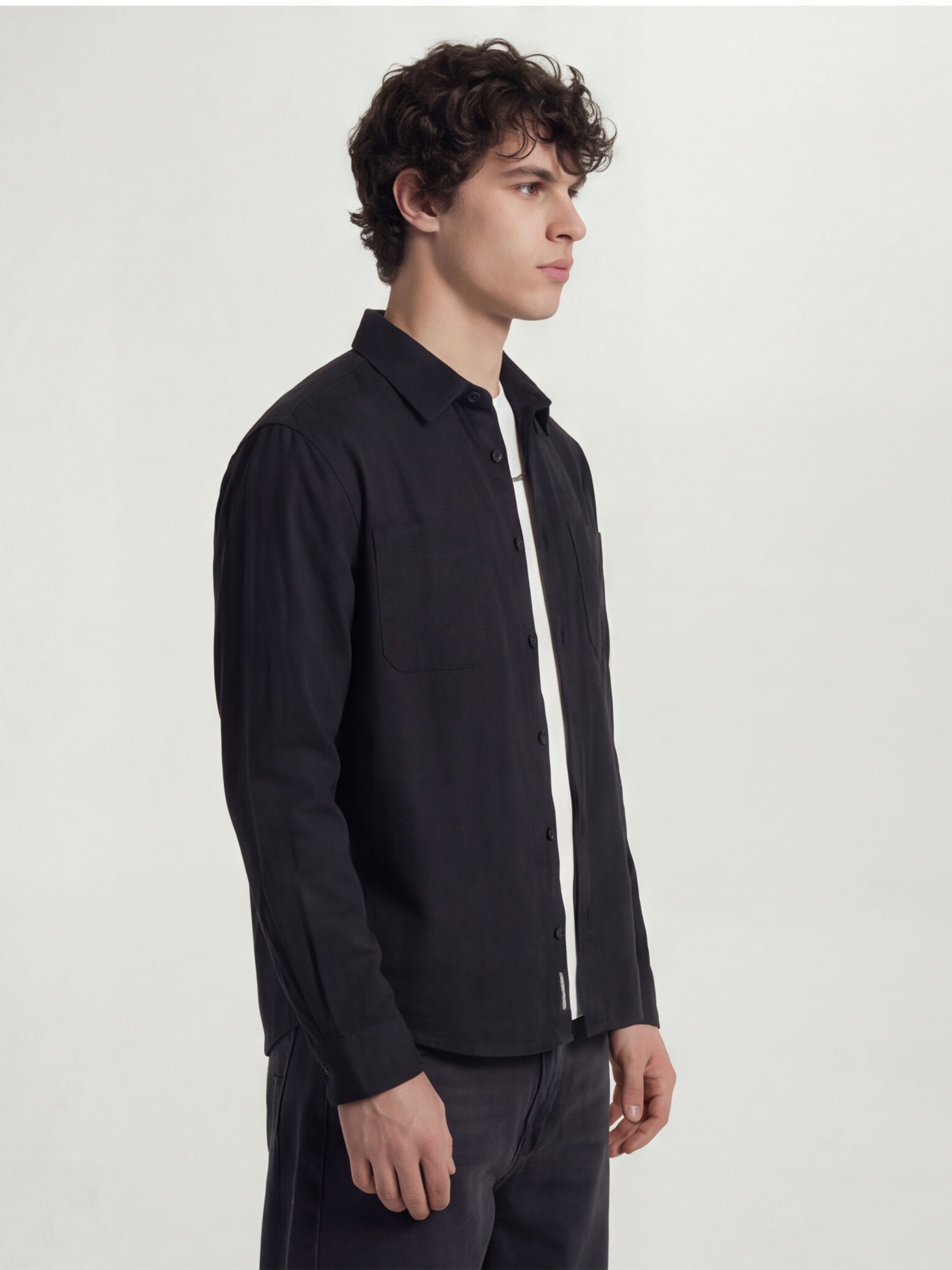 Highlander Men Black Solid Oversized Fit Casual Shirt - Black - Image 5