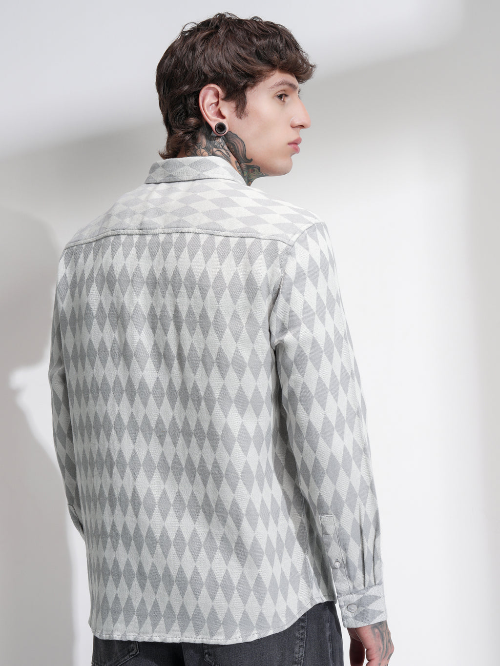 Highlander Men Off White Print Oversized Fit Casual Shirt - Off White - Image 3