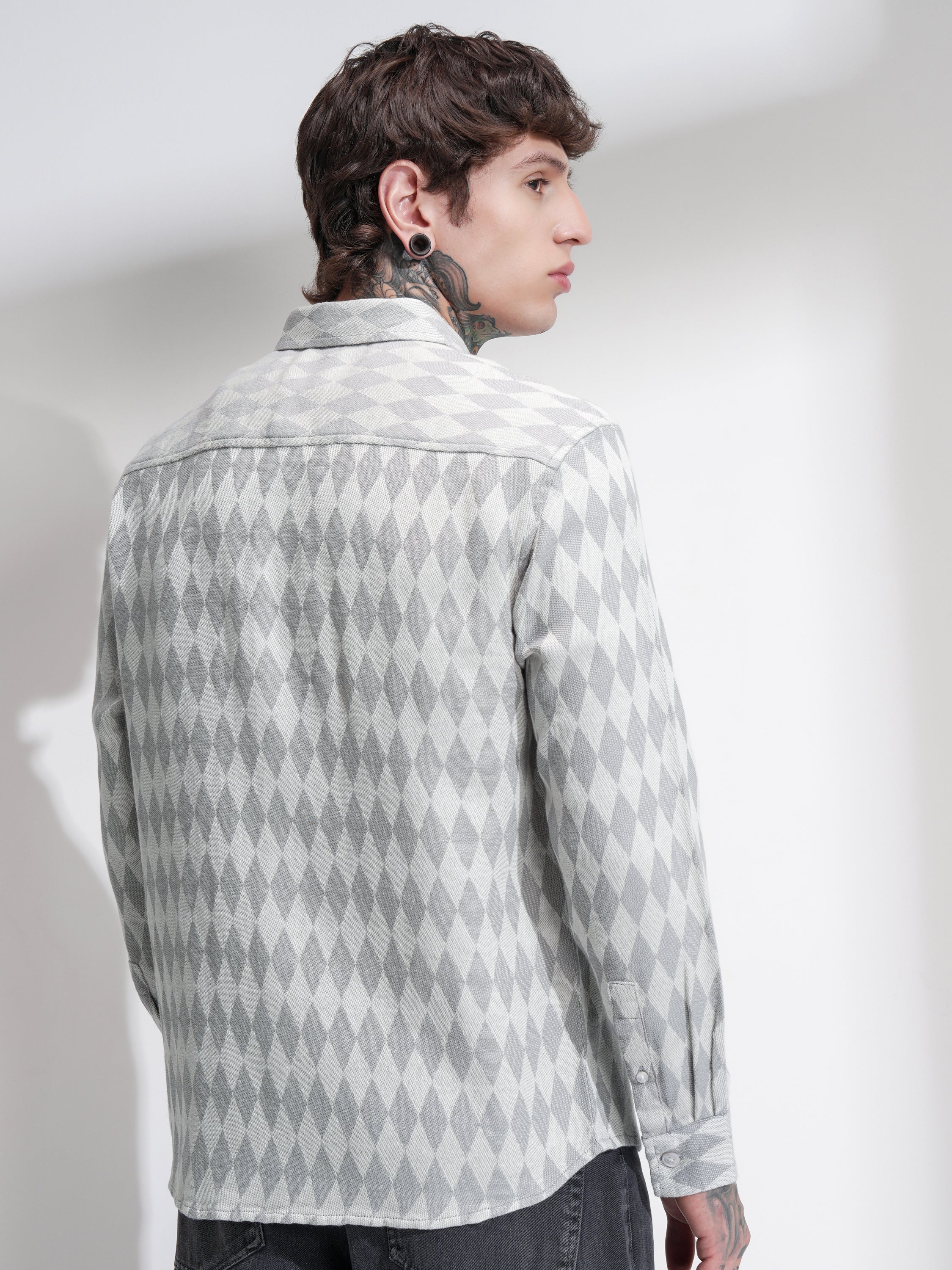 Highlander Men Off White Print Oversized Fit Casual Shirt - Off White - Image 3