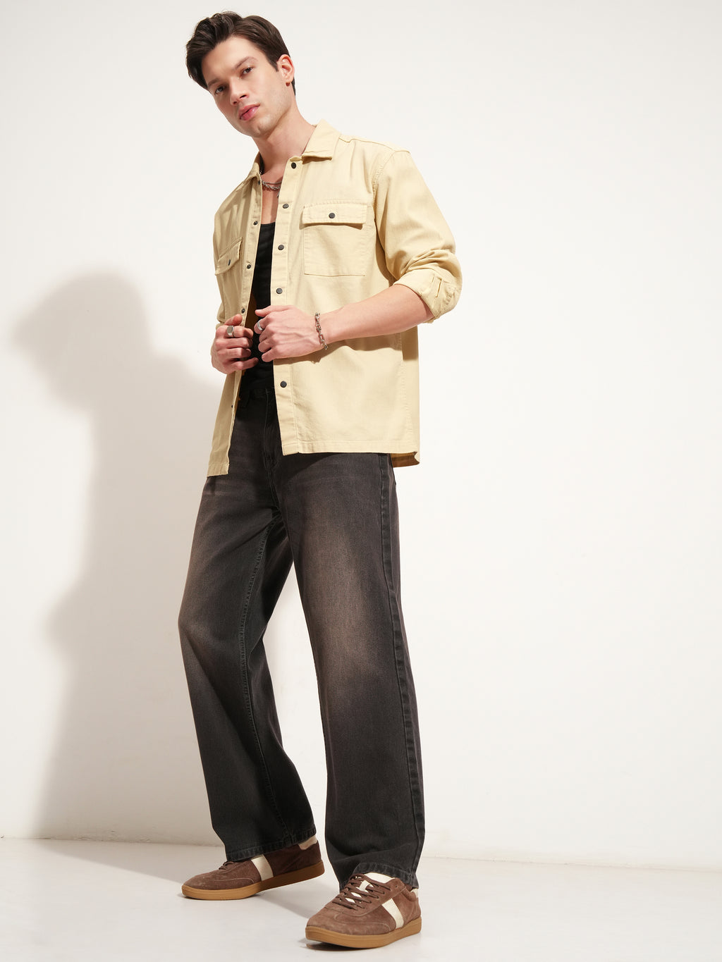 Highlander Men Beige Self Design Relaxed Fit Casual Shirt - Beige - Image 2
