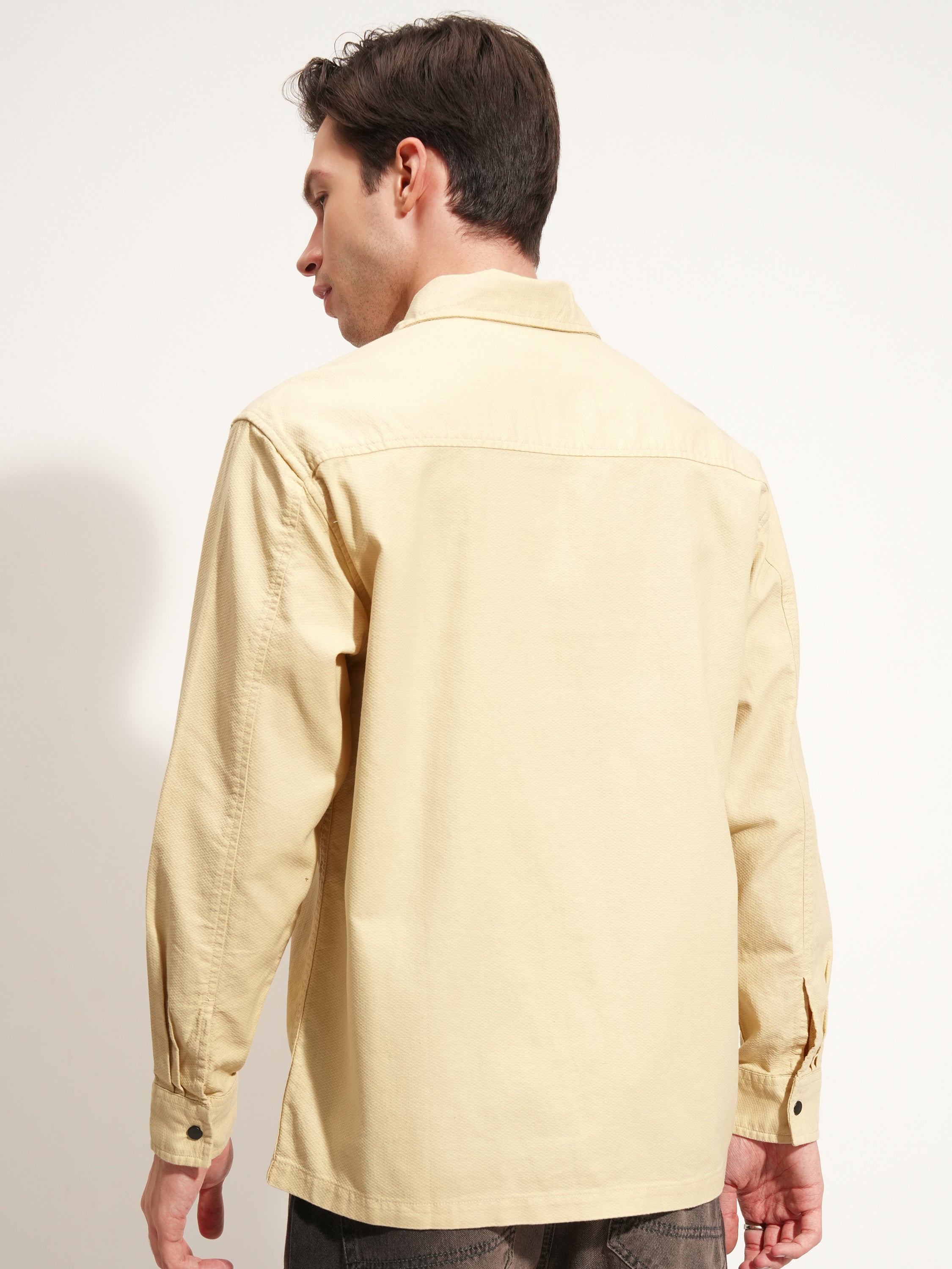 Highlander Men Beige Self Design Relaxed Fit Casual Shirt - Beige - Image 3