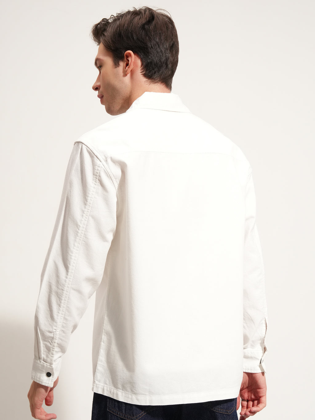 Highlander Men White Self Design Relaxed Fit Casual Shirt - White - Image 3