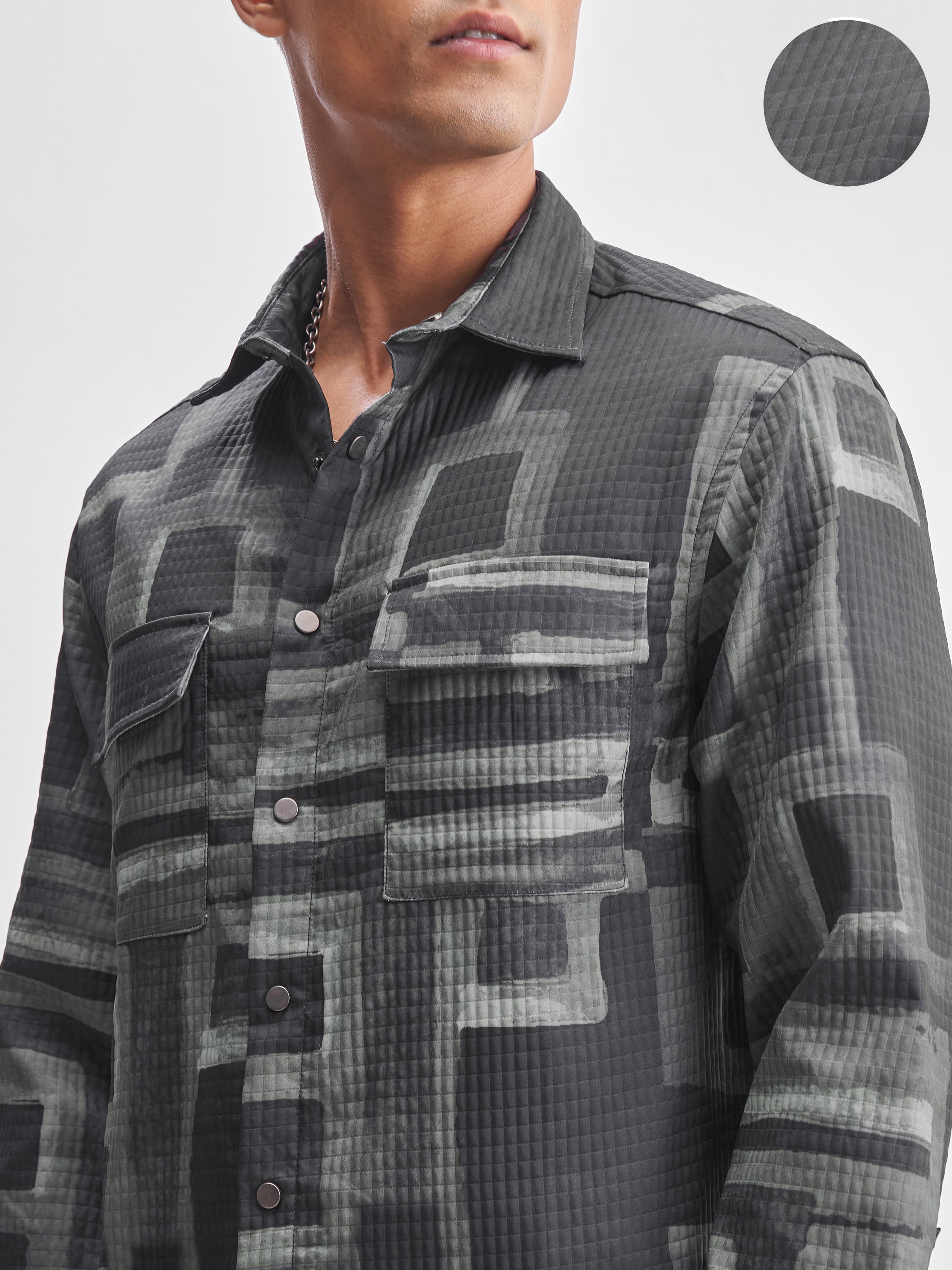 Highlander Men Grey Printed Relaxed Fit Casual Shirt - Grey - Image 5