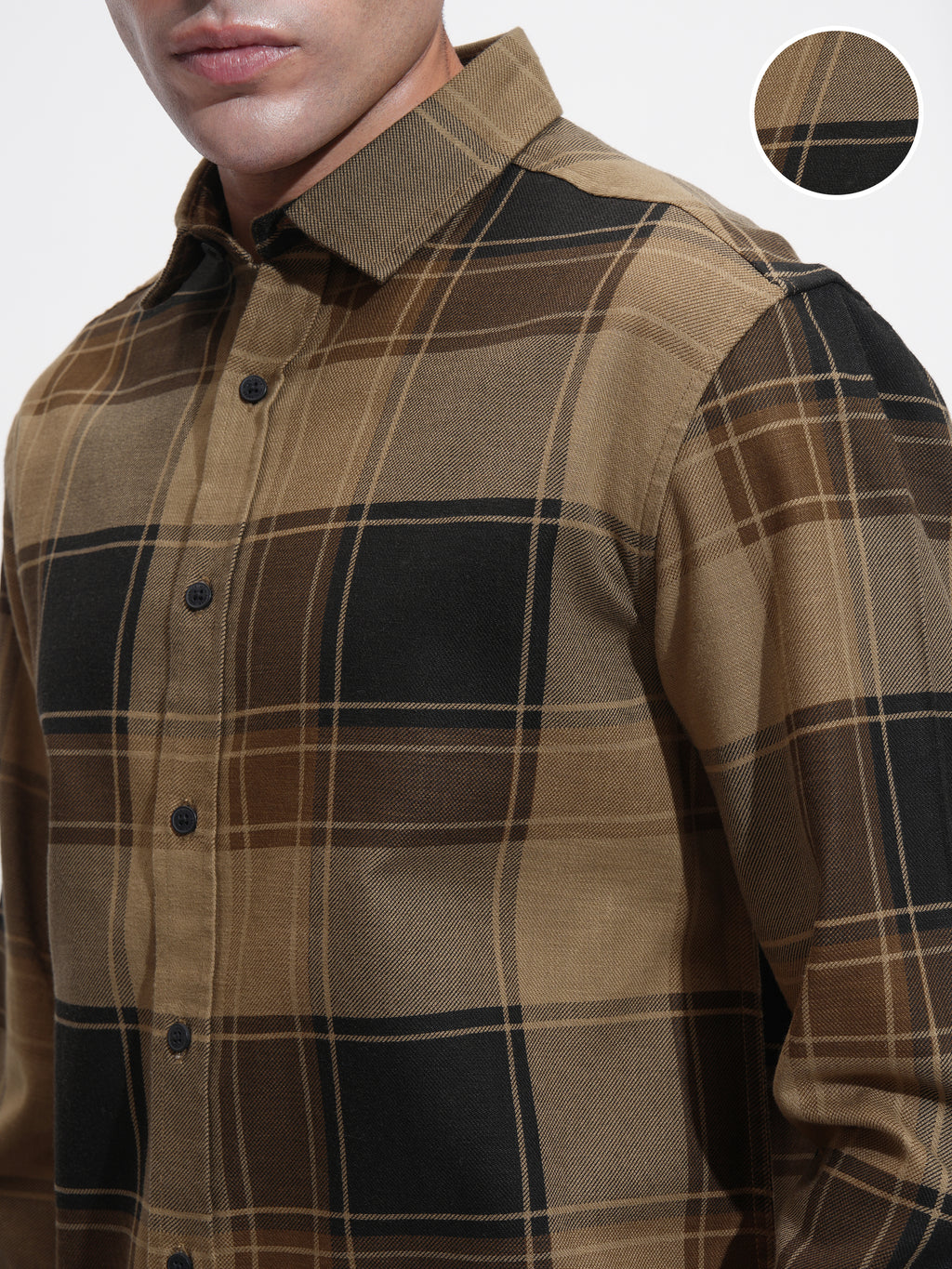 Highlander Men Mustard Checked Oversized Fit Casual Shirt - Mustard - Image 5