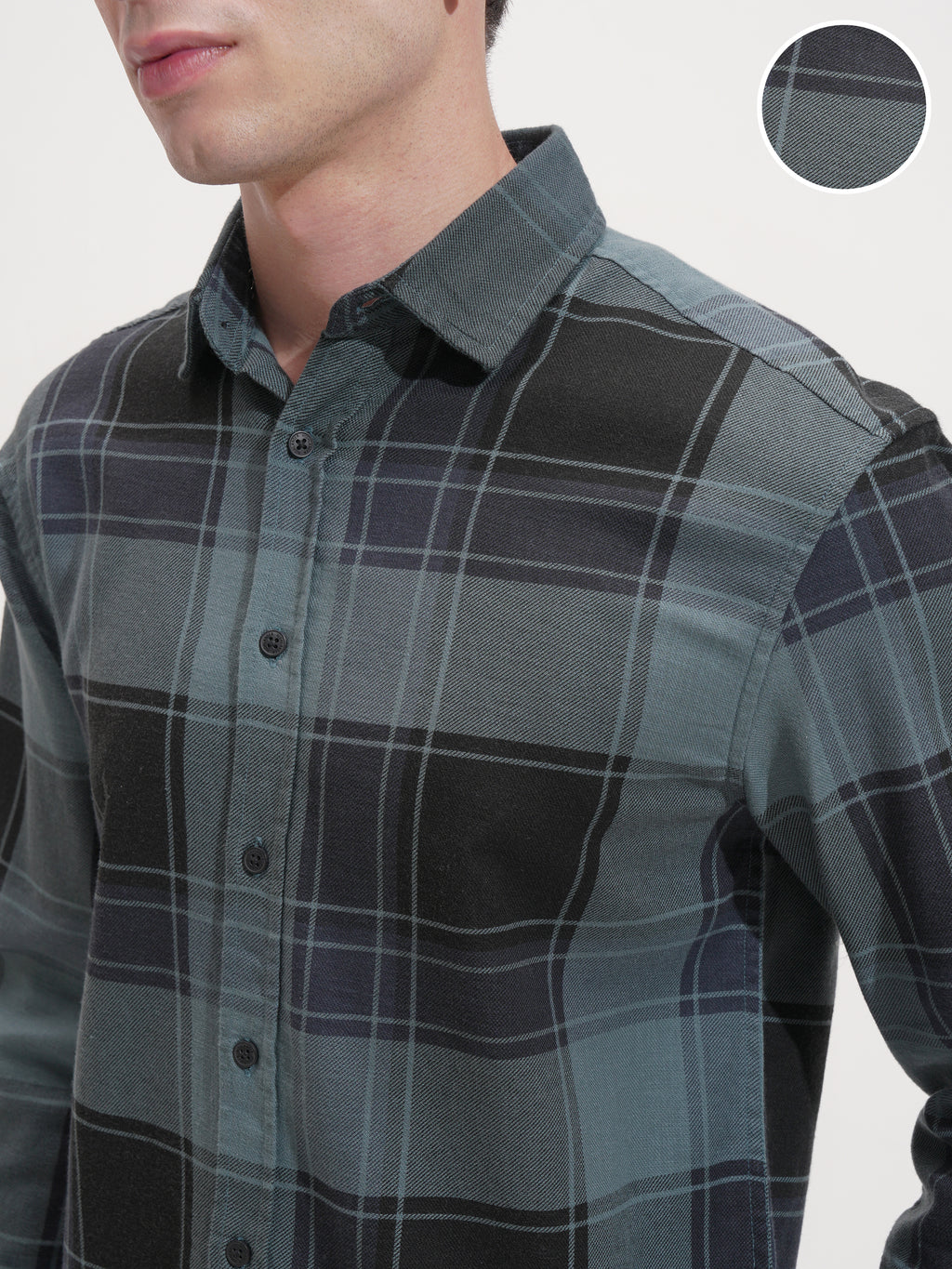 Highlander Men Blue Checked Relaxed Fit Casual Shirt - Blue - Image 5