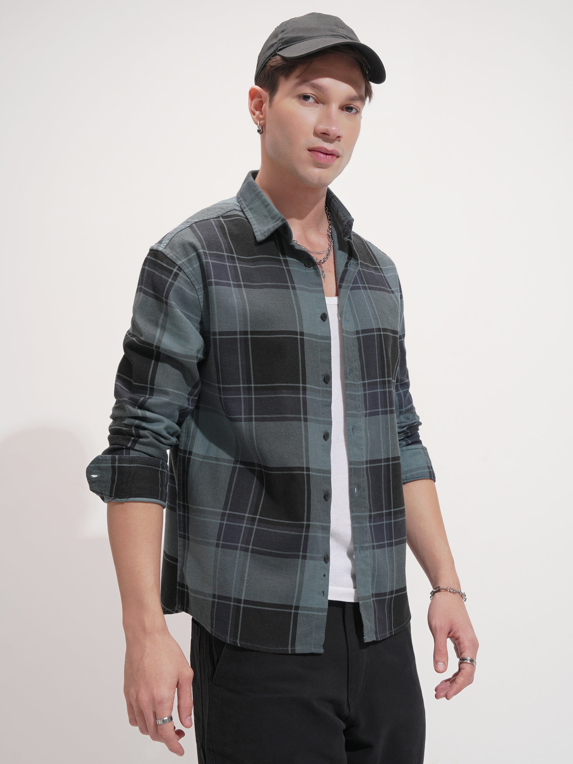 Highlander Men Blue Checked Relaxed Fit Casual Shirt - Blue - Image 6