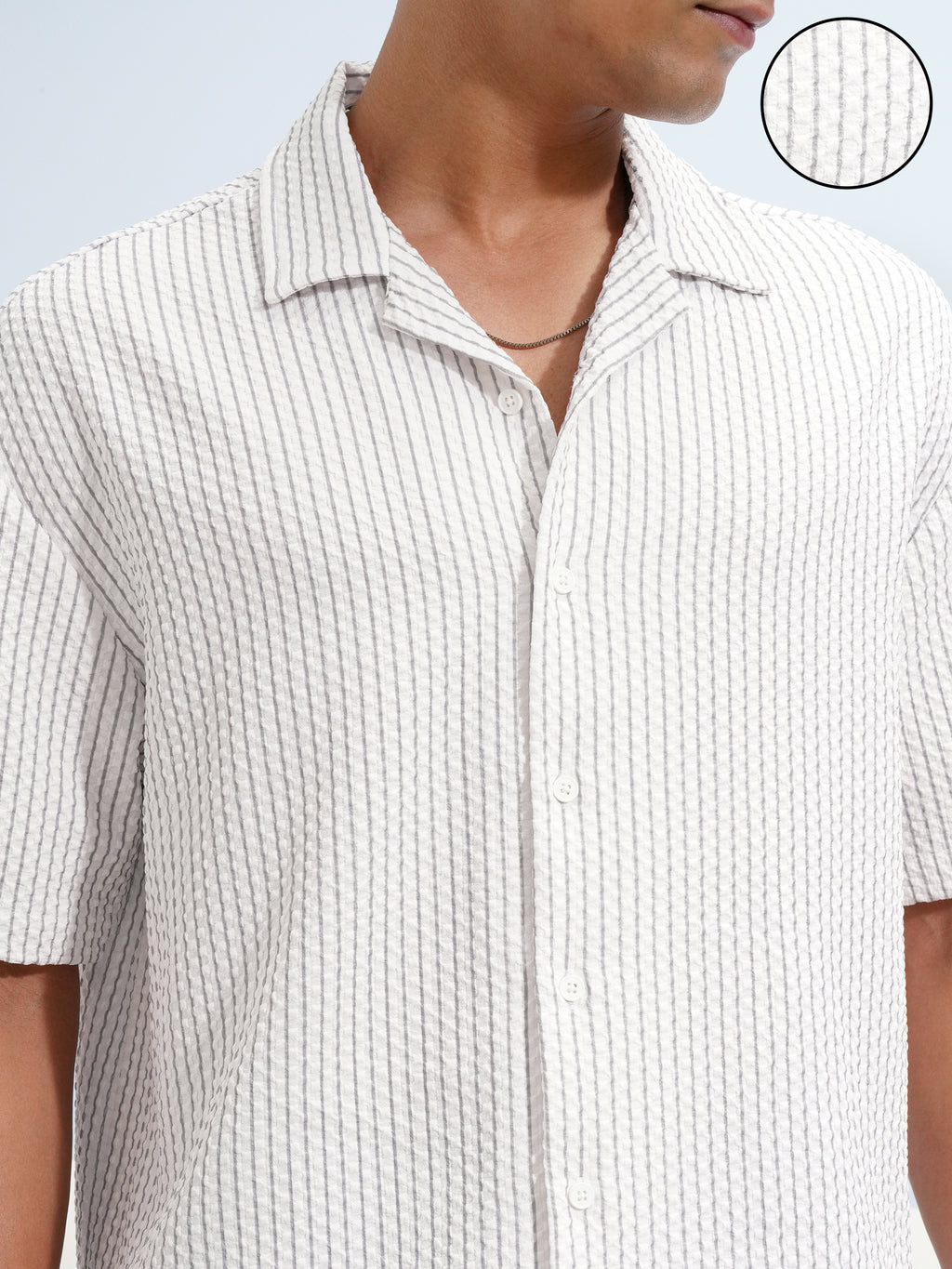Highlander Men White Self Design Oversized Fit Casual Shirt - White - Image 5